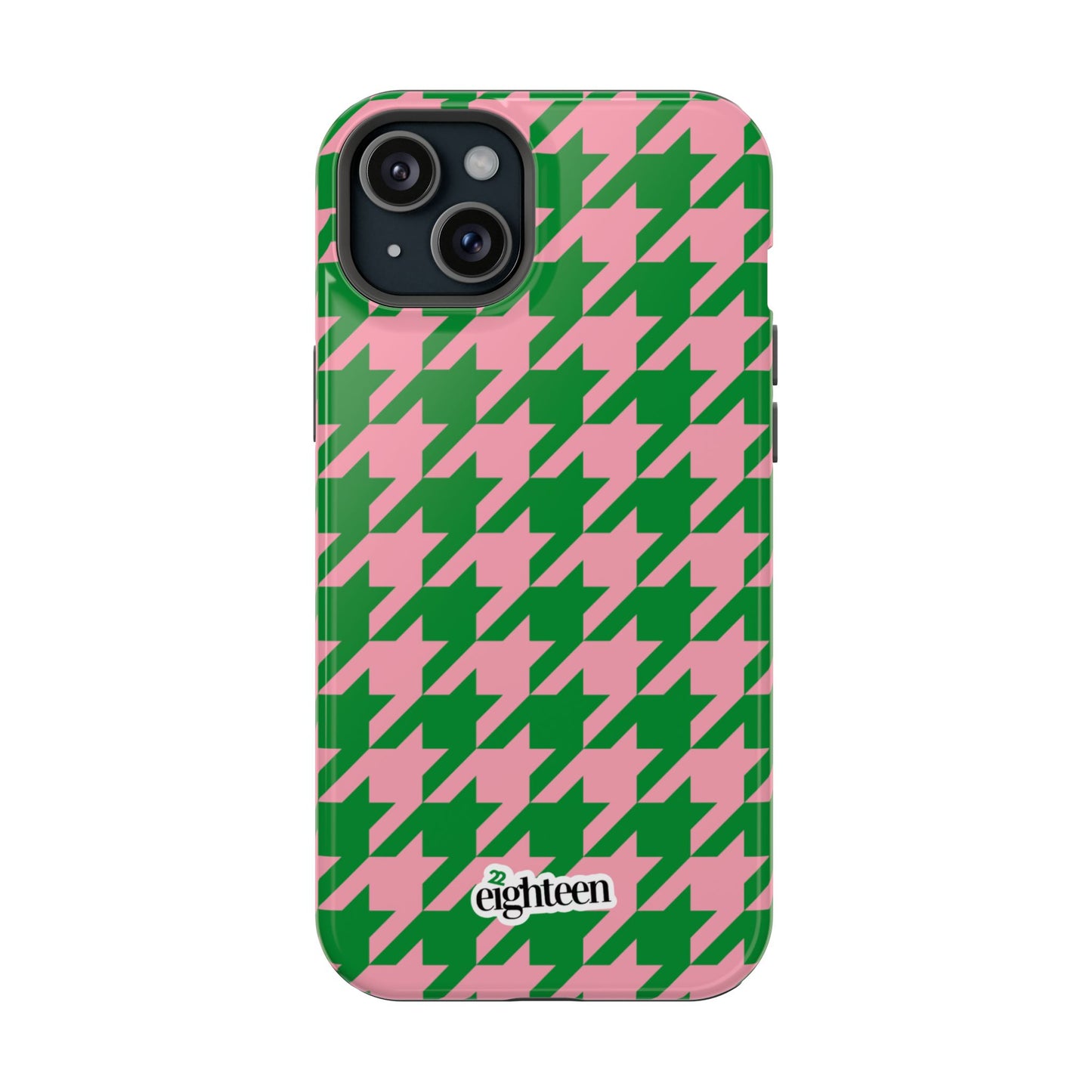Pink Salmon & Apple Green Sorority Houndstooth MagSafe Tough Case