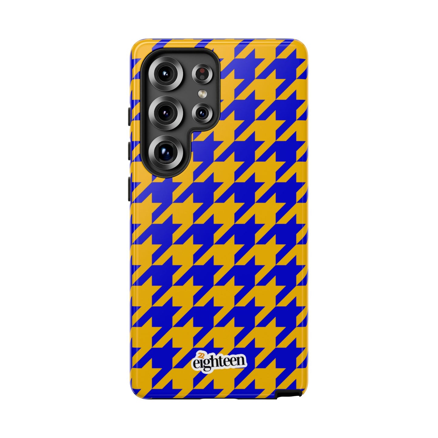 Royal Blue & Gold Houndstooth Tough Phone Case