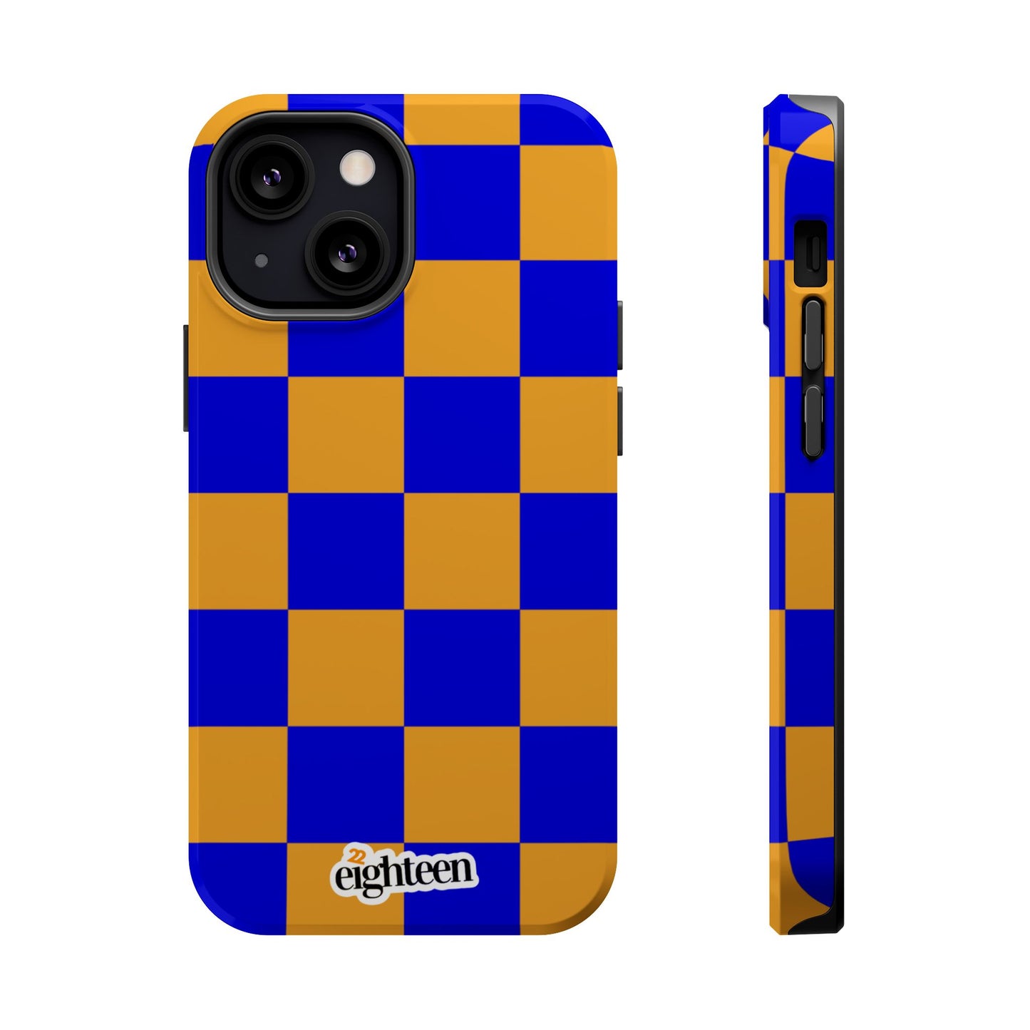 Royal Blue & Gold Checkered MagSafe Tough Case