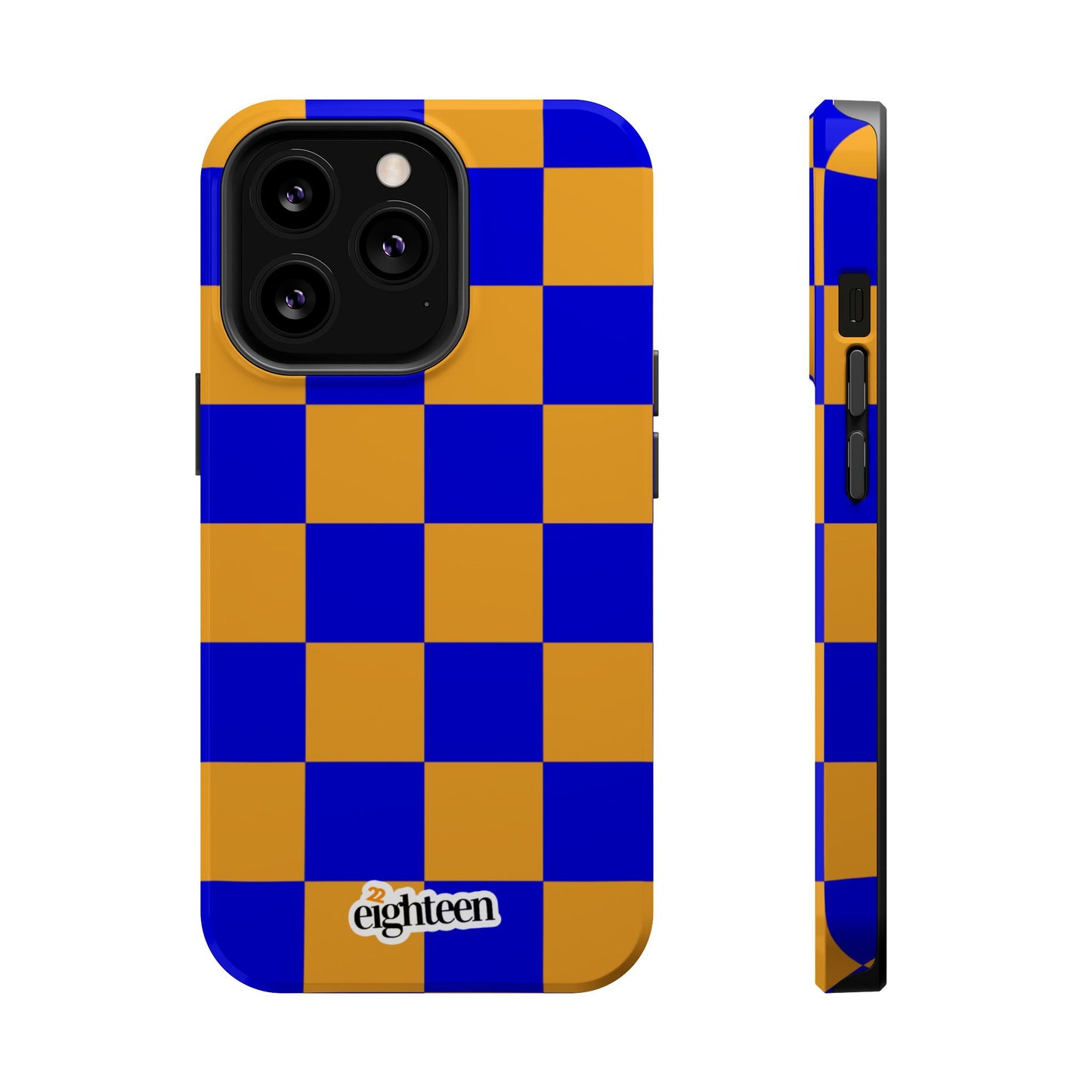 Royal Blue & Gold Checkered MagSafe Tough Case