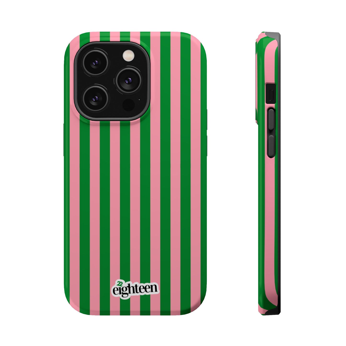 Pink Salmon & Apple Green Sorority Stripe MagSafe Tough Case