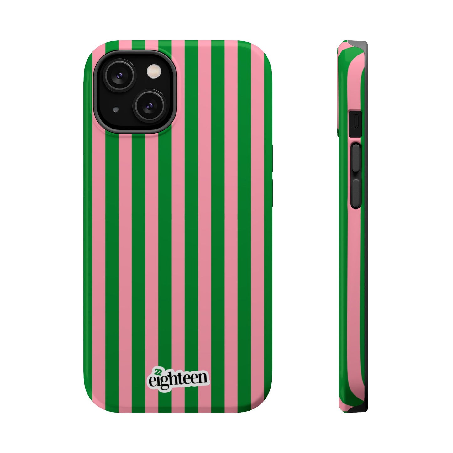 Pink Salmon & Apple Green Sorority Stripe MagSafe Tough Case