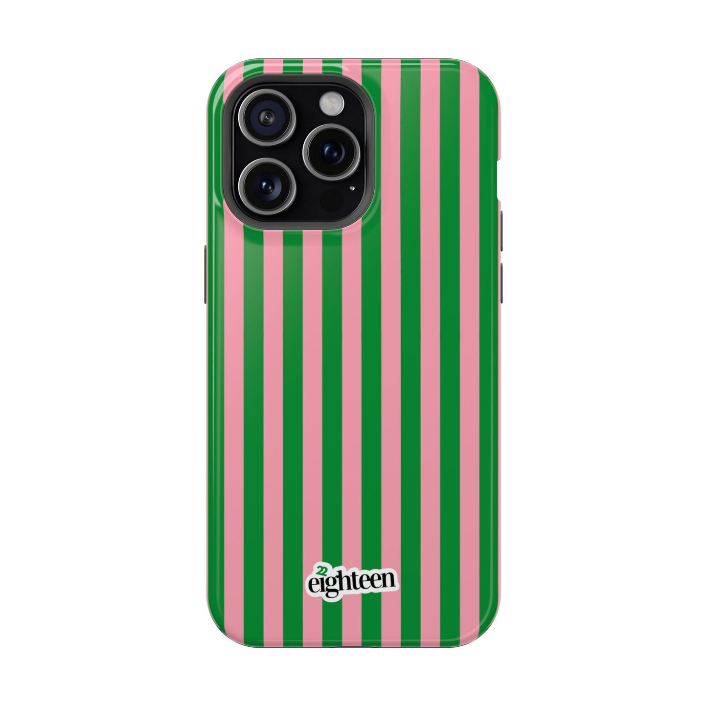Pink Salmon & Apple Green Sorority Stripe MagSafe Tough Case