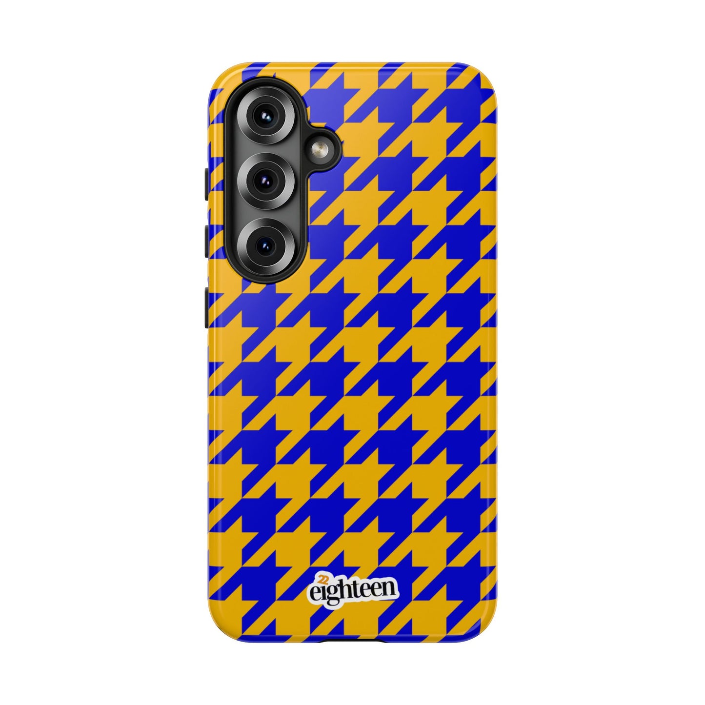 Royal Blue & Gold Houndstooth Tough Phone Case