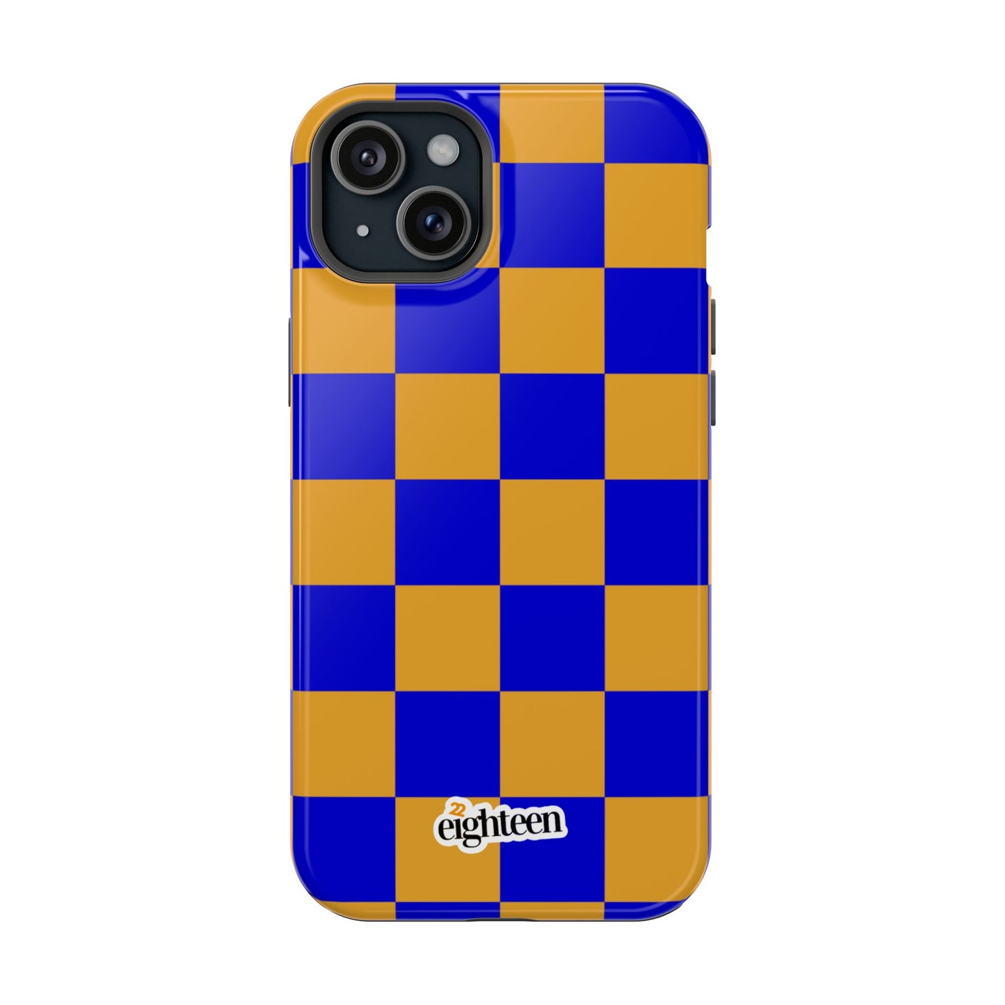 Royal Blue & Gold Checkered MagSafe Tough Case