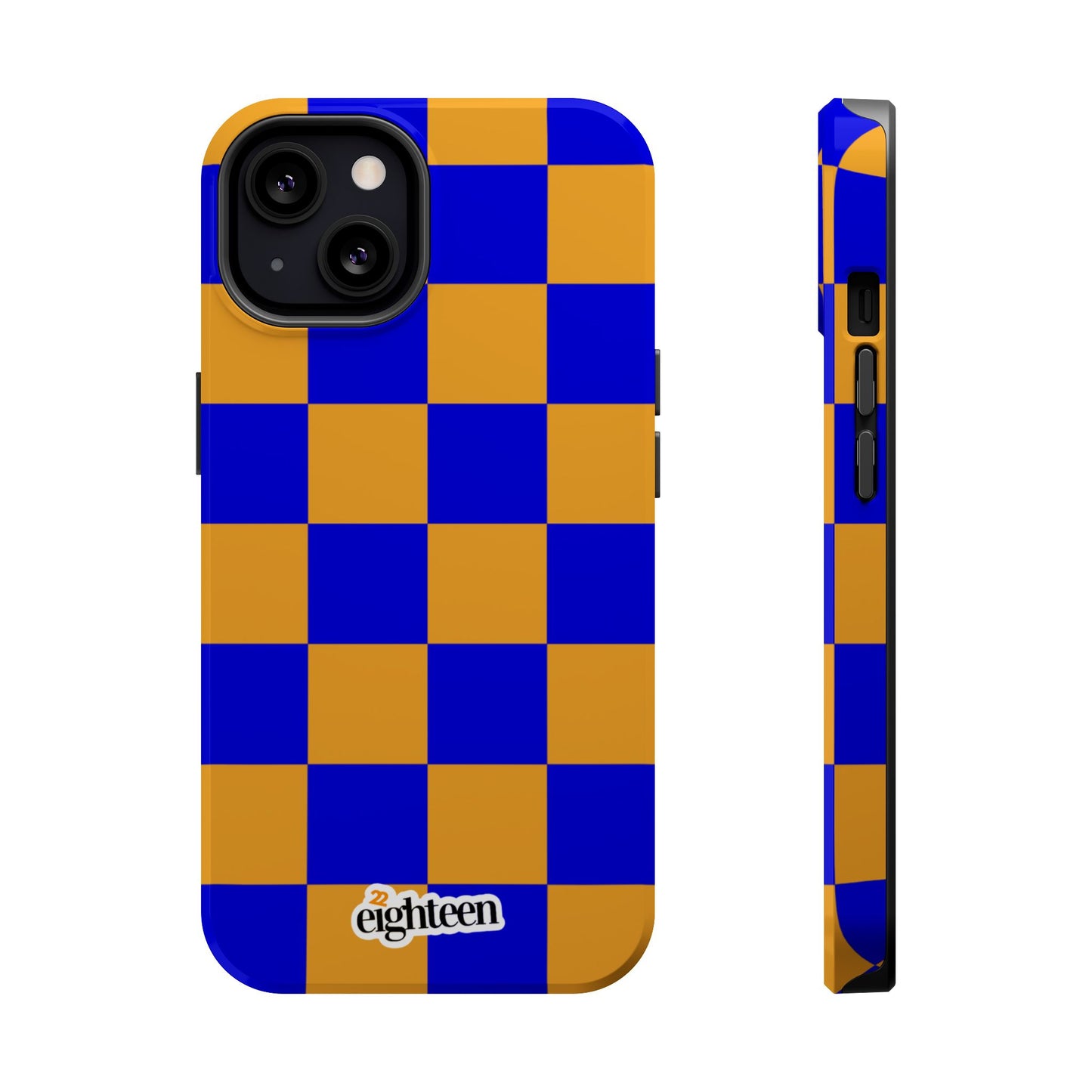Royal Blue & Gold Checkered MagSafe Tough Case