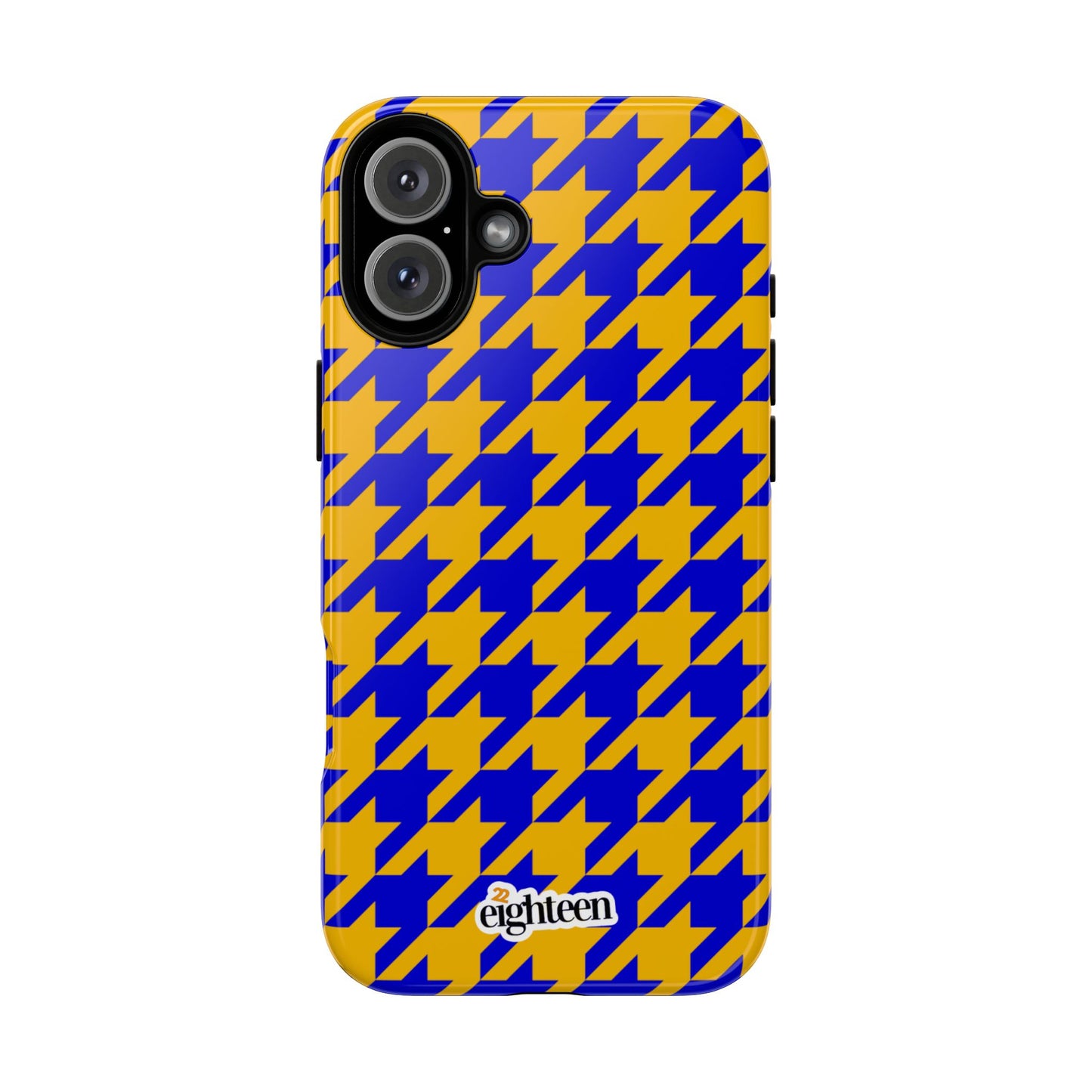 Royal Blue & Gold Houndstooth Tough Phone Case