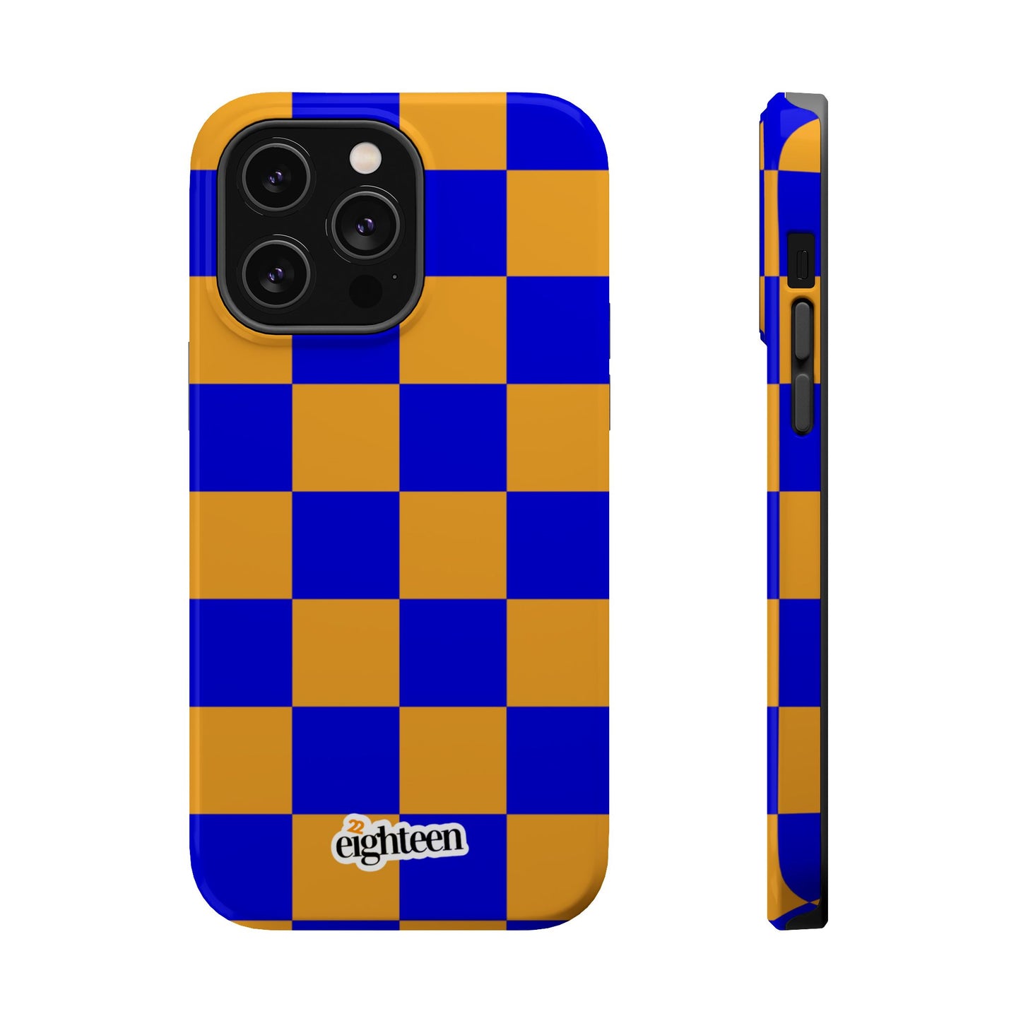 Royal Blue & Gold Checkered MagSafe Tough Case