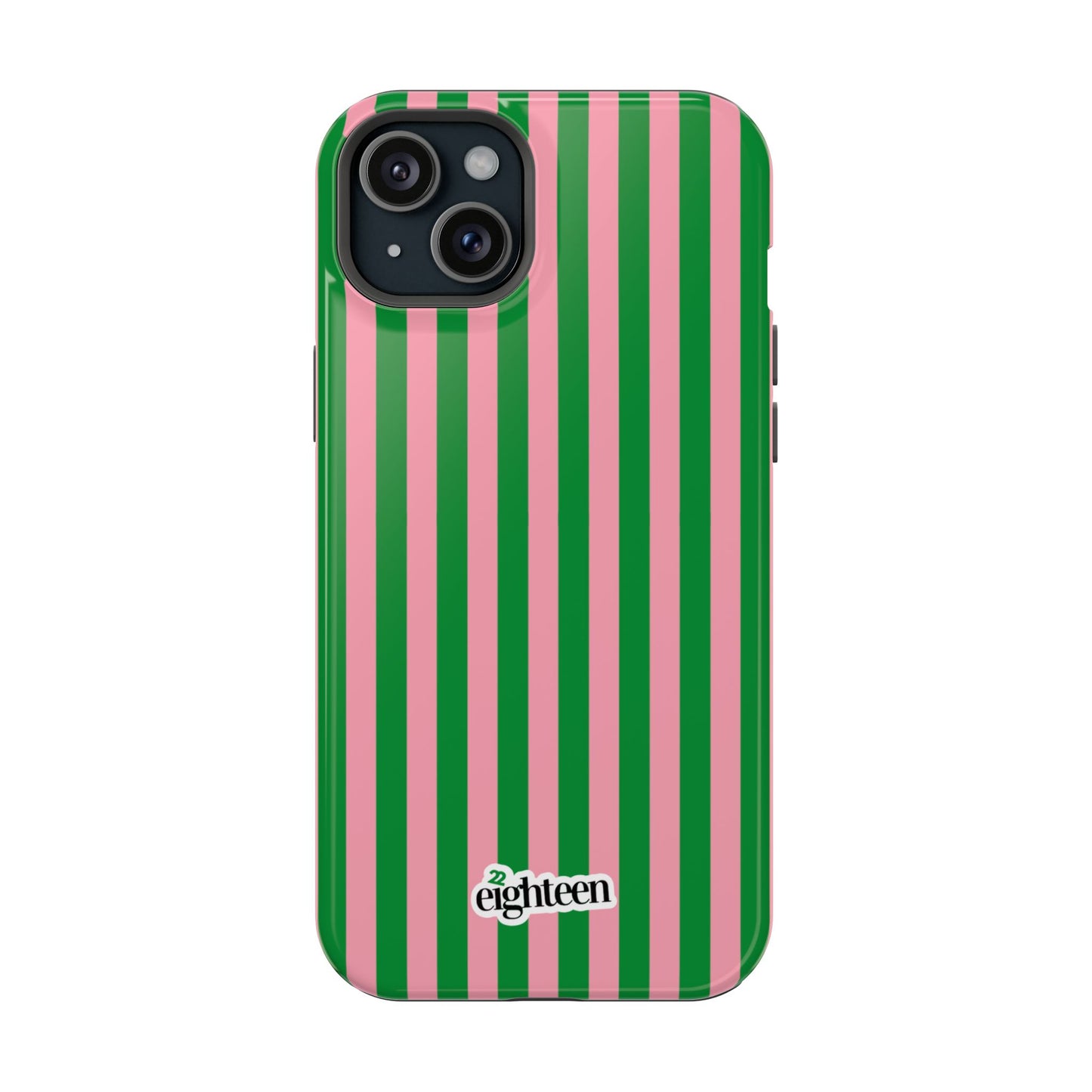 Pink Salmon & Apple Green Sorority Stripe MagSafe Tough Case