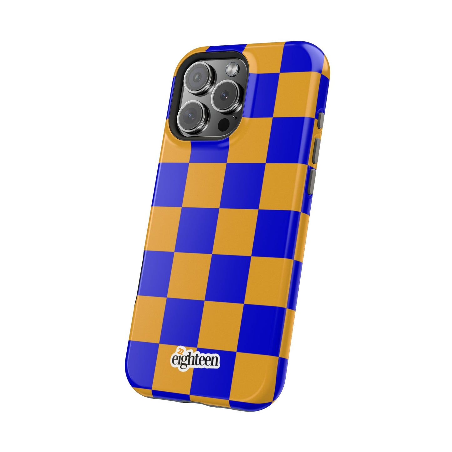 Royal Blue & Gold Checkered MagSafe Tough Case
