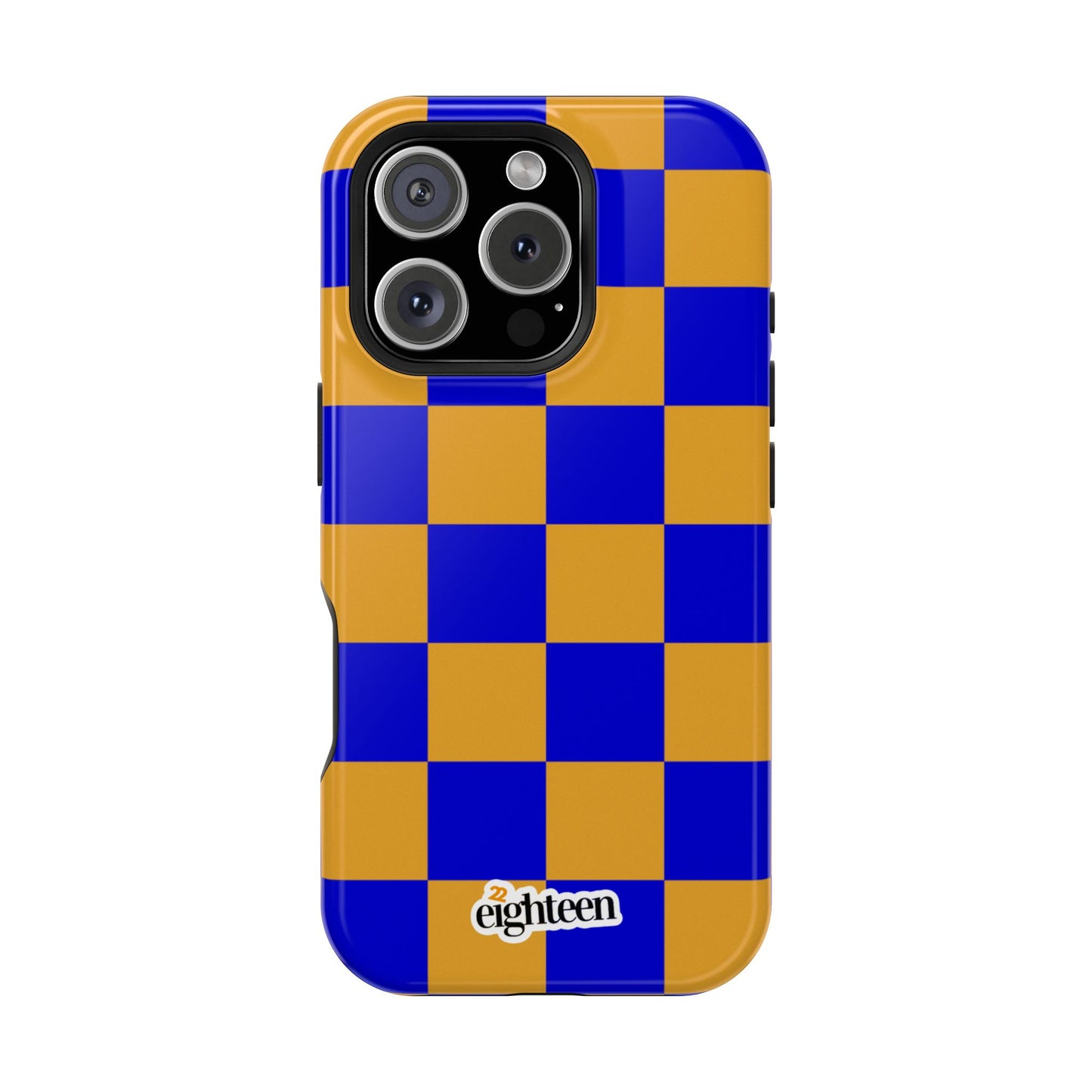 Royal Blue & Gold Checkered MagSafe Tough Case