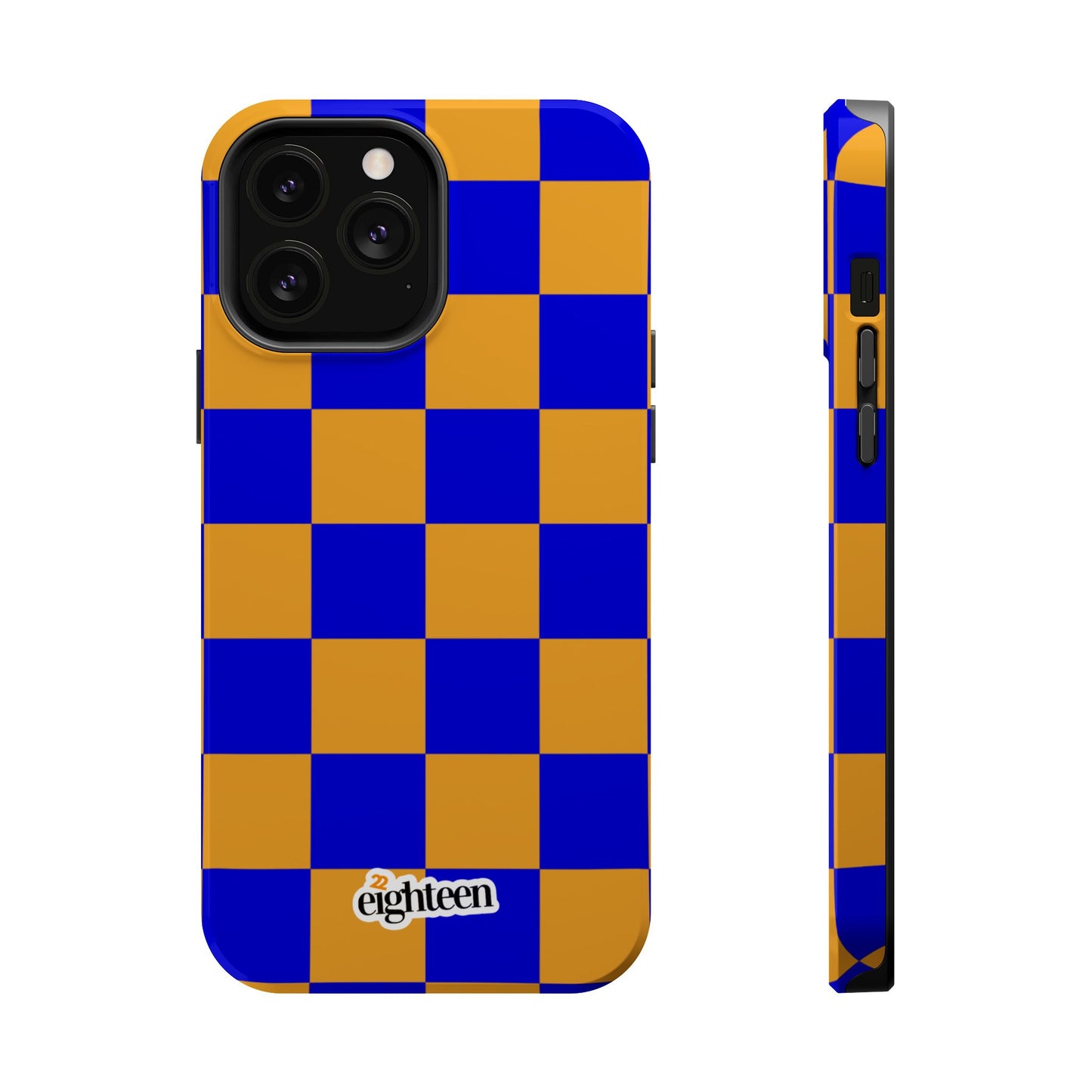 Royal Blue & Gold Checkered MagSafe Tough Case
