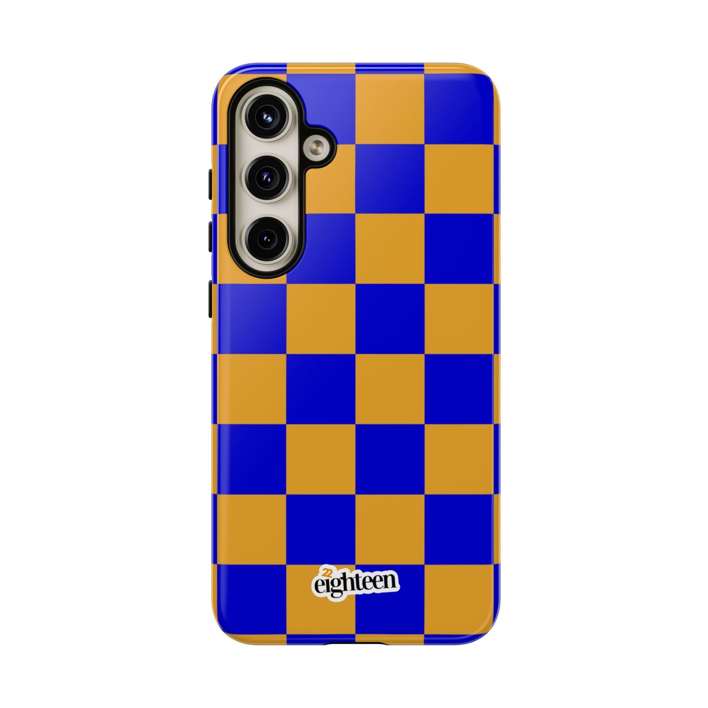 Royal Blue & Gold Checkered Tough Phone Case