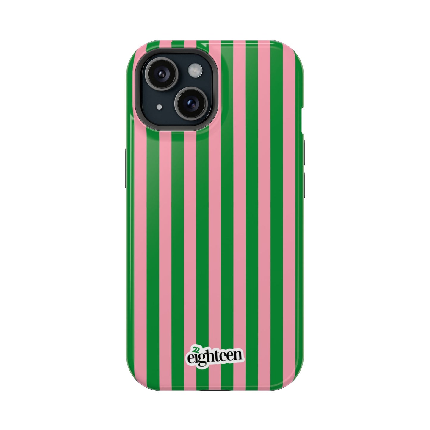 Pink Salmon & Apple Green Sorority Stripe MagSafe Tough Case