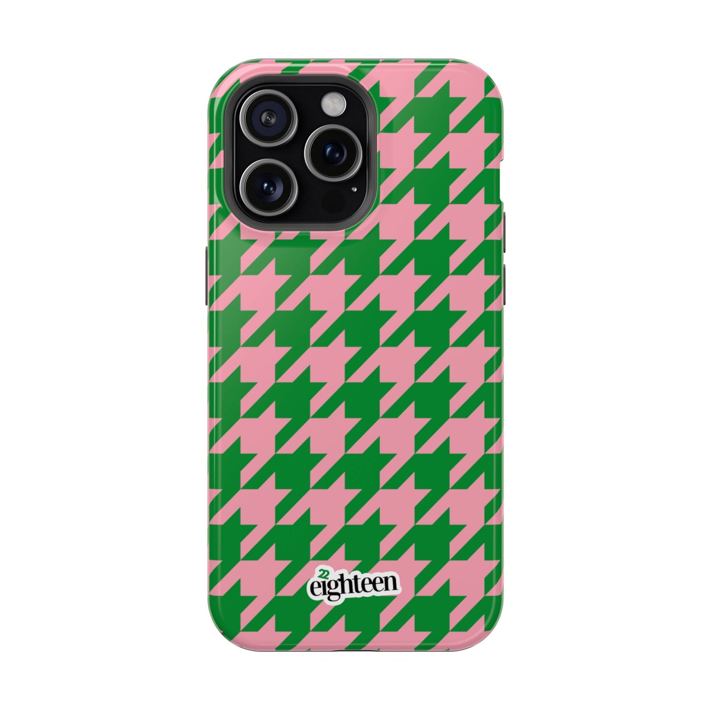 Pink Salmon & Apple Green Sorority Houndstooth MagSafe Tough Case