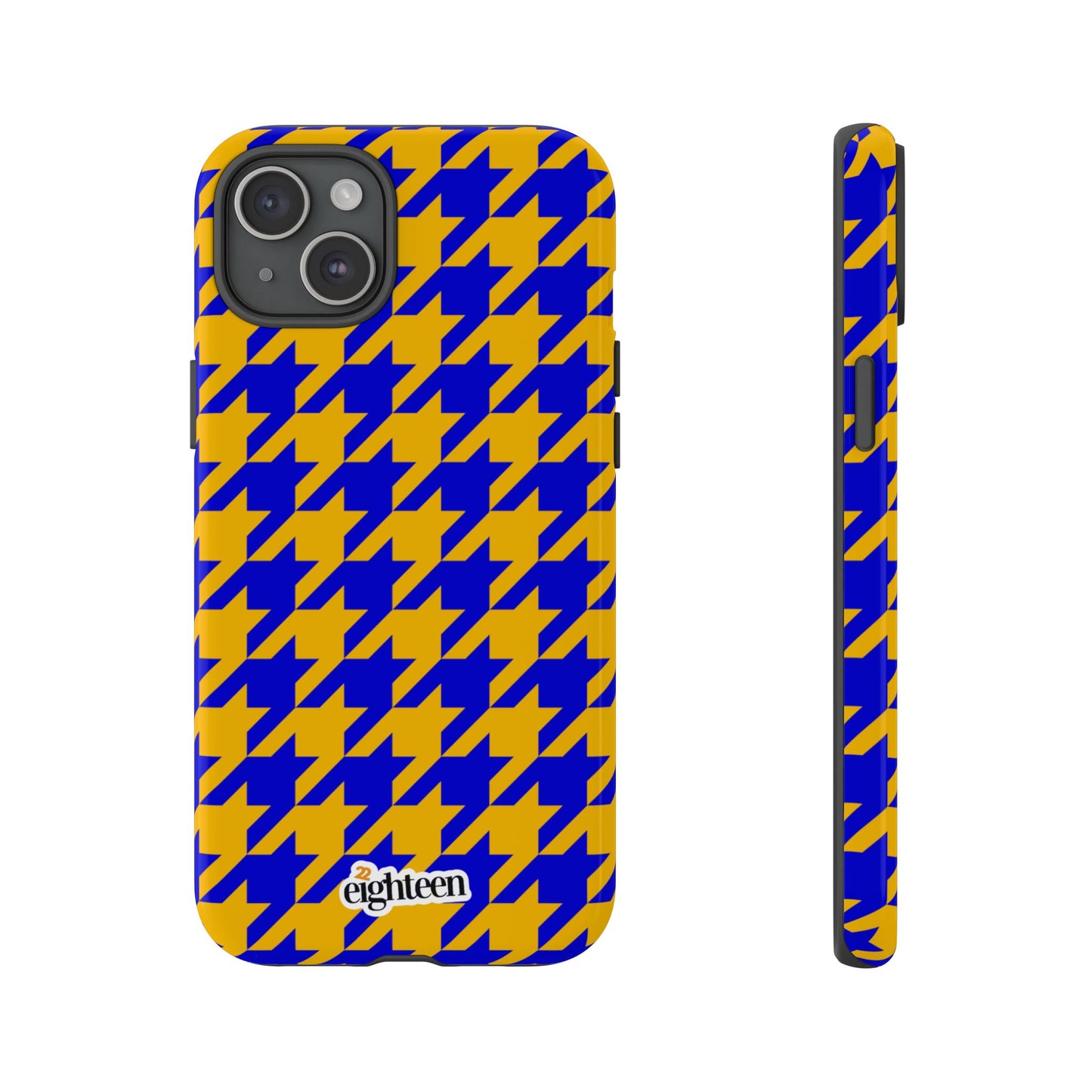 Royal Blue & Gold Houndstooth Tough Phone Case