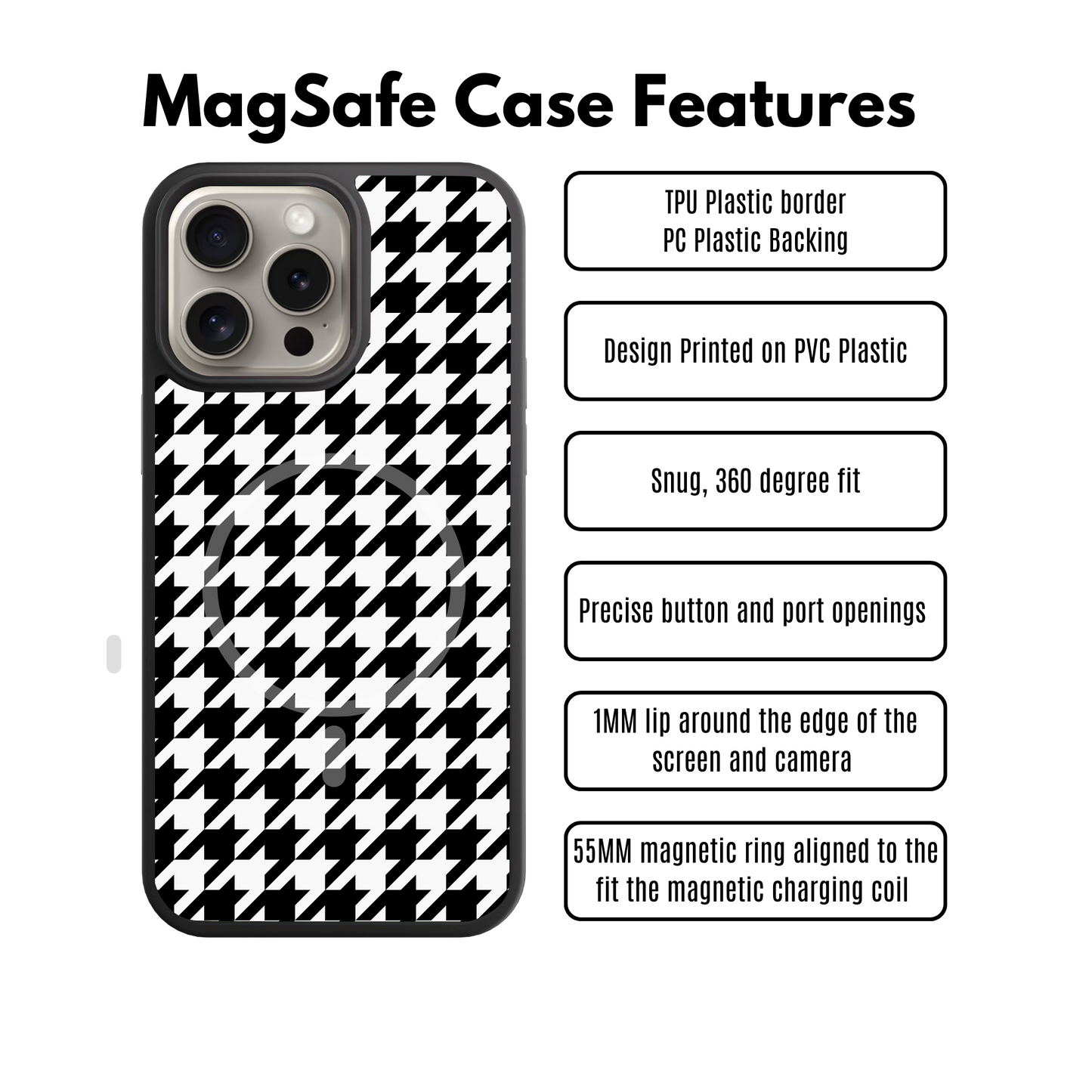 Colorblock Houndstooth MAGSAFE Flex Phone Case