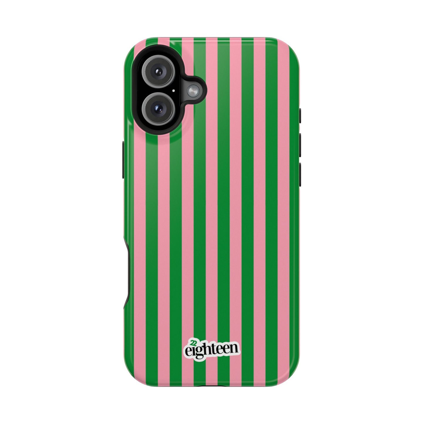 Pink Salmon & Apple Green Sorority Stripe MagSafe Tough Case