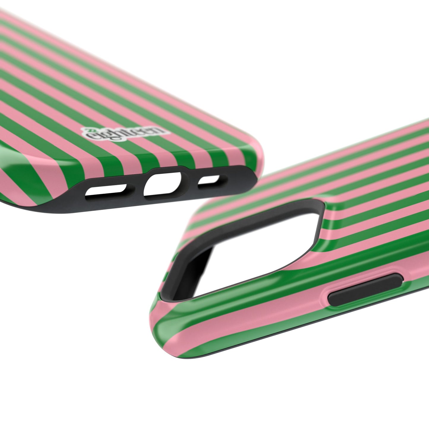 Pink Salmon & Apple Green Sorority Stripe MagSafe Tough Case