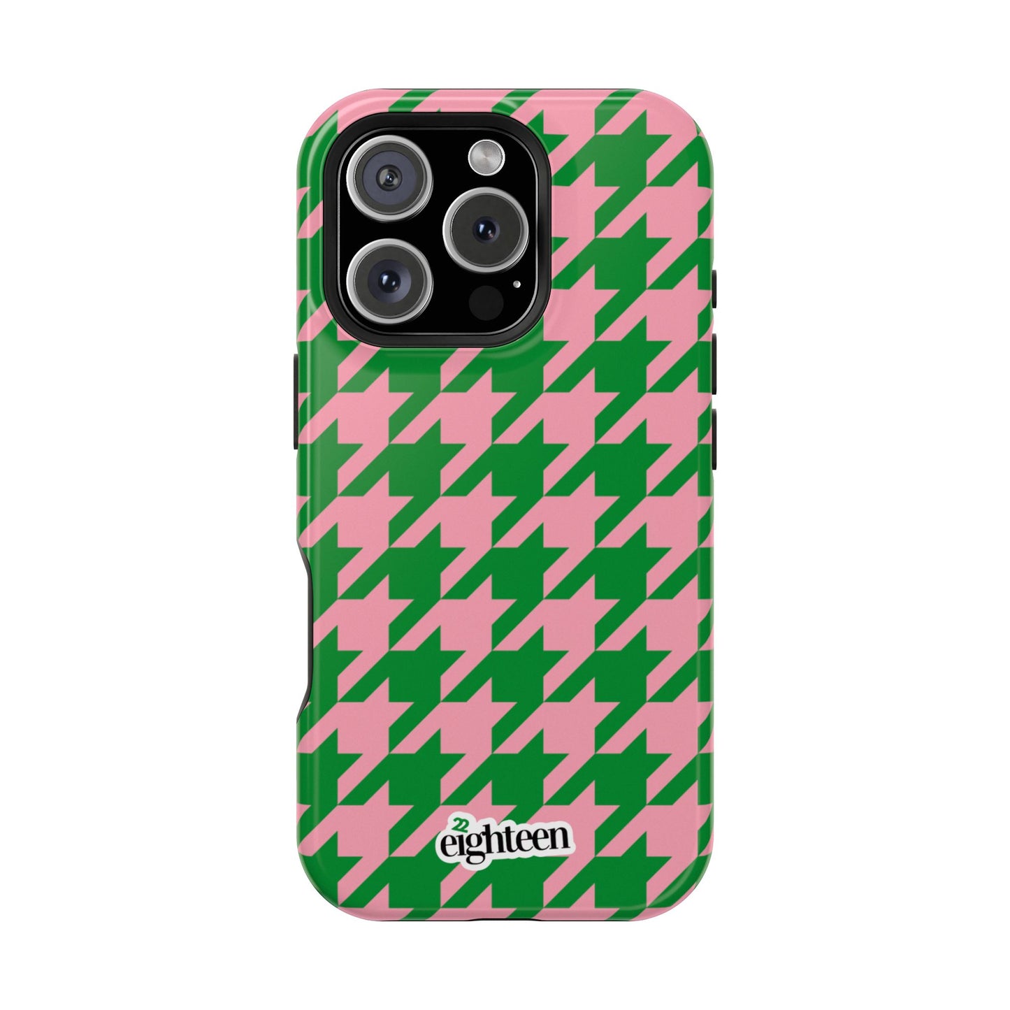 Pink Salmon & Apple Green Sorority Houndstooth MagSafe Tough Case