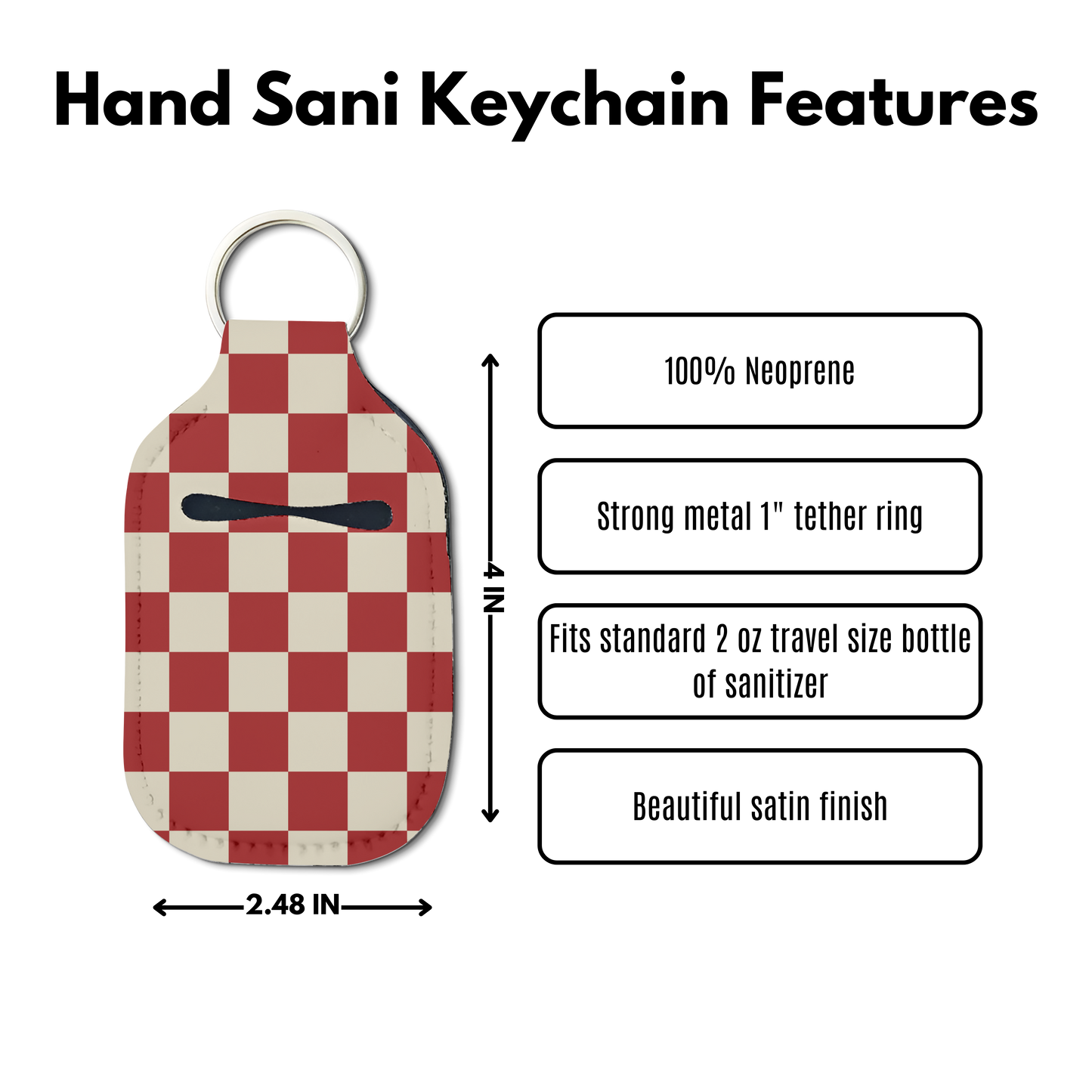 Black Sorority Checkered Hand Sanitizer Keychain