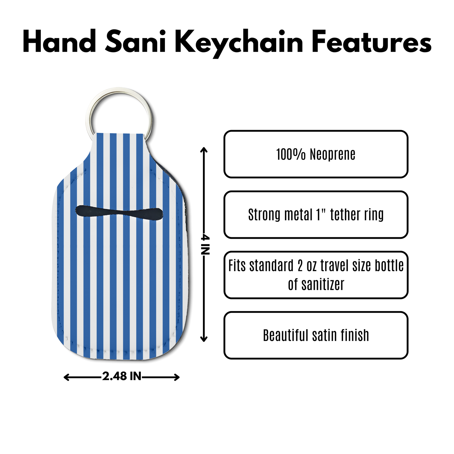 Stripe Hand Sanitizer Keychain