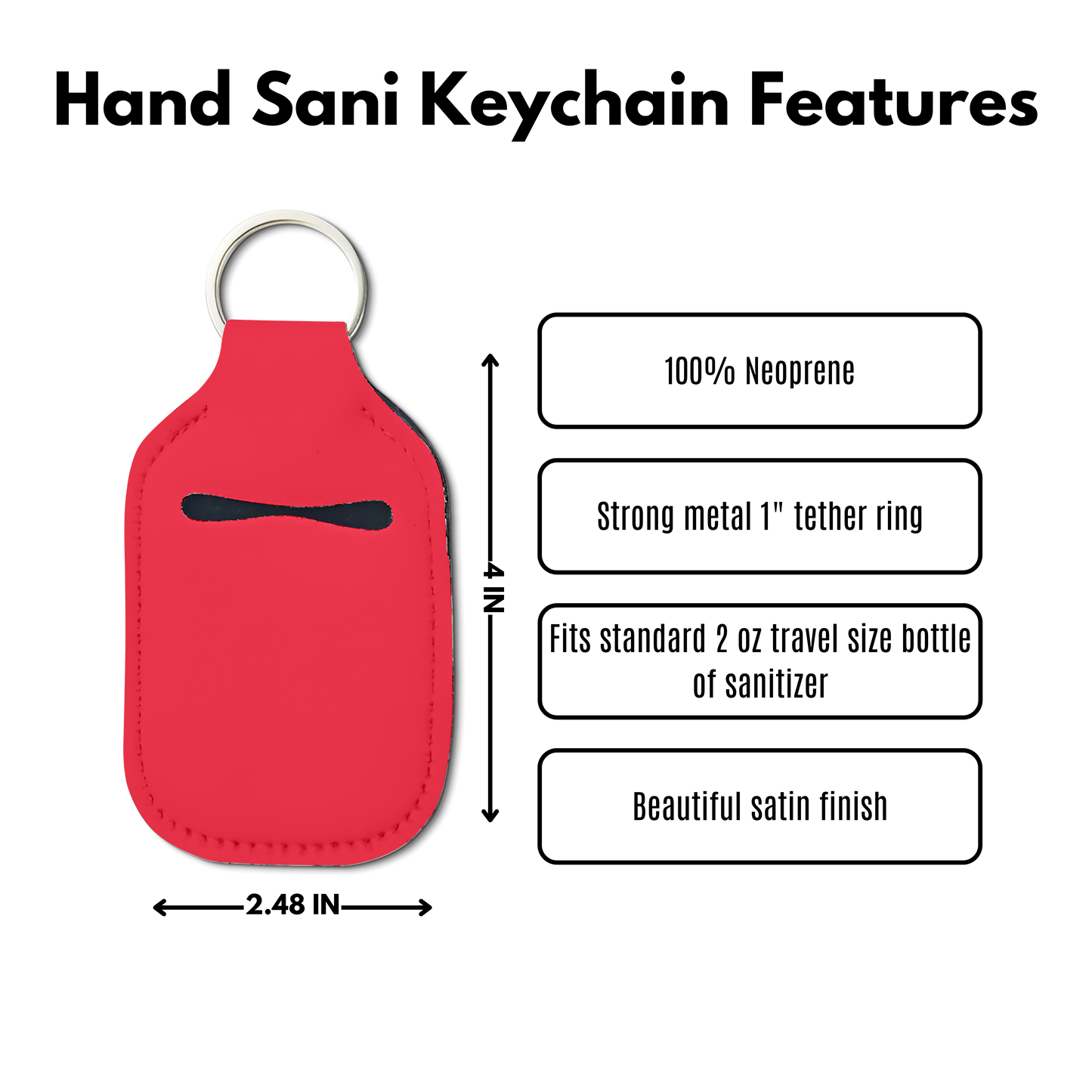 Solid Color Hand Sanitizer Keychain
