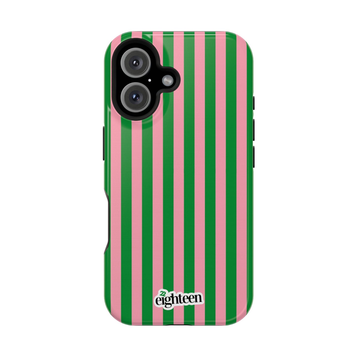 Pink Salmon & Apple Green Sorority Stripe MagSafe Tough Case
