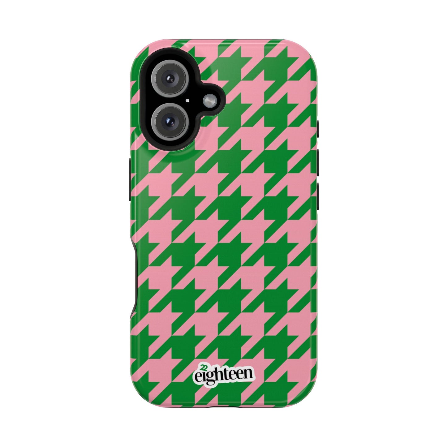 Pink Salmon & Apple Green Sorority Houndstooth MagSafe Tough Case