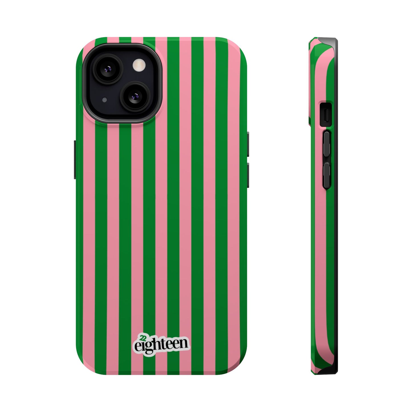 Pink Salmon & Apple Green Sorority Stripe MagSafe Tough Case