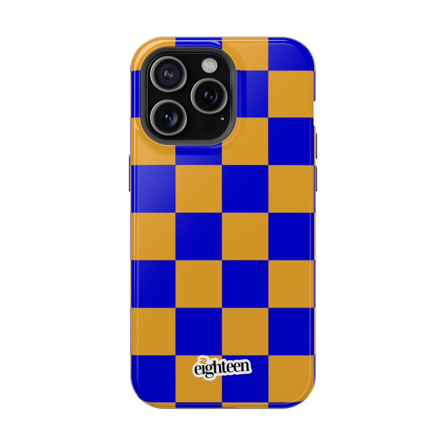 Royal Blue & Gold Checkered MagSafe Tough Case