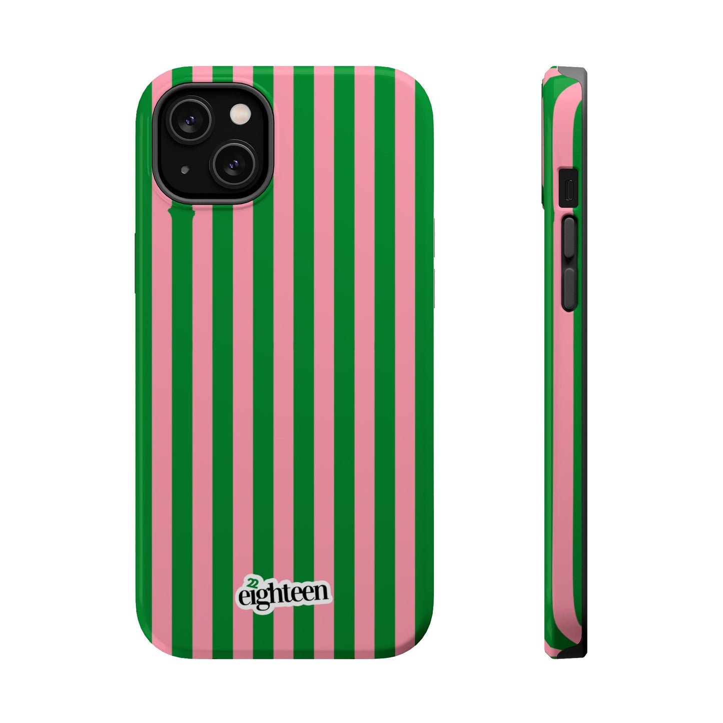 Pink Salmon & Apple Green Sorority Stripe MagSafe Tough Case