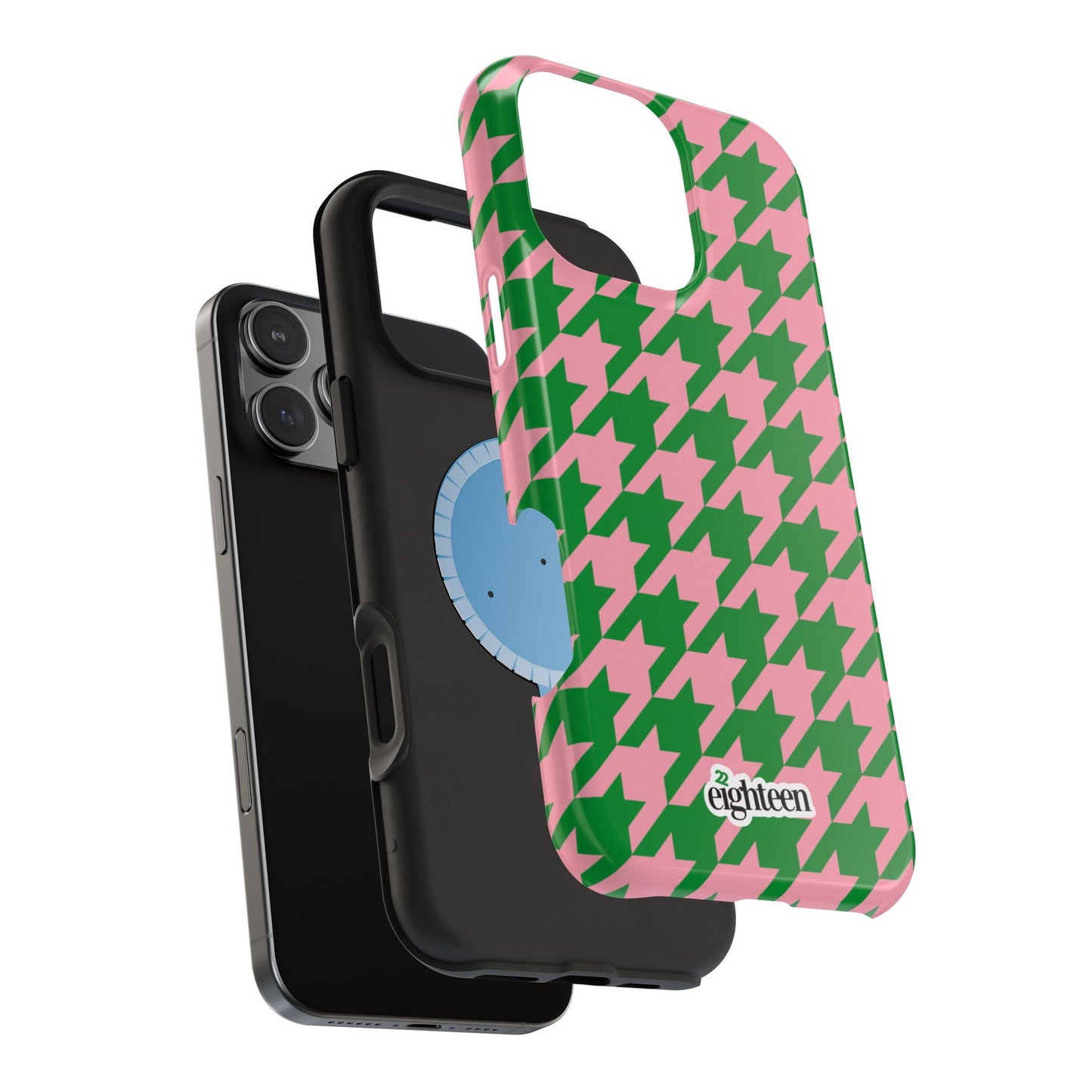 Pink Salmon & Apple Green Sorority Houndstooth MagSafe Tough Case