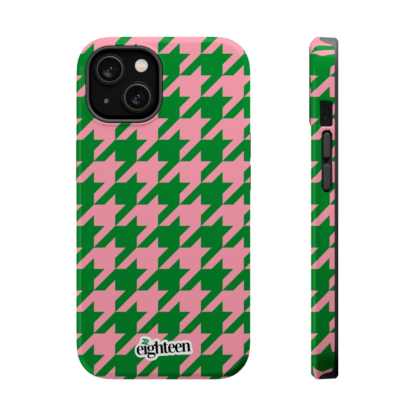 Pink Salmon & Apple Green Sorority Houndstooth MagSafe Tough Case