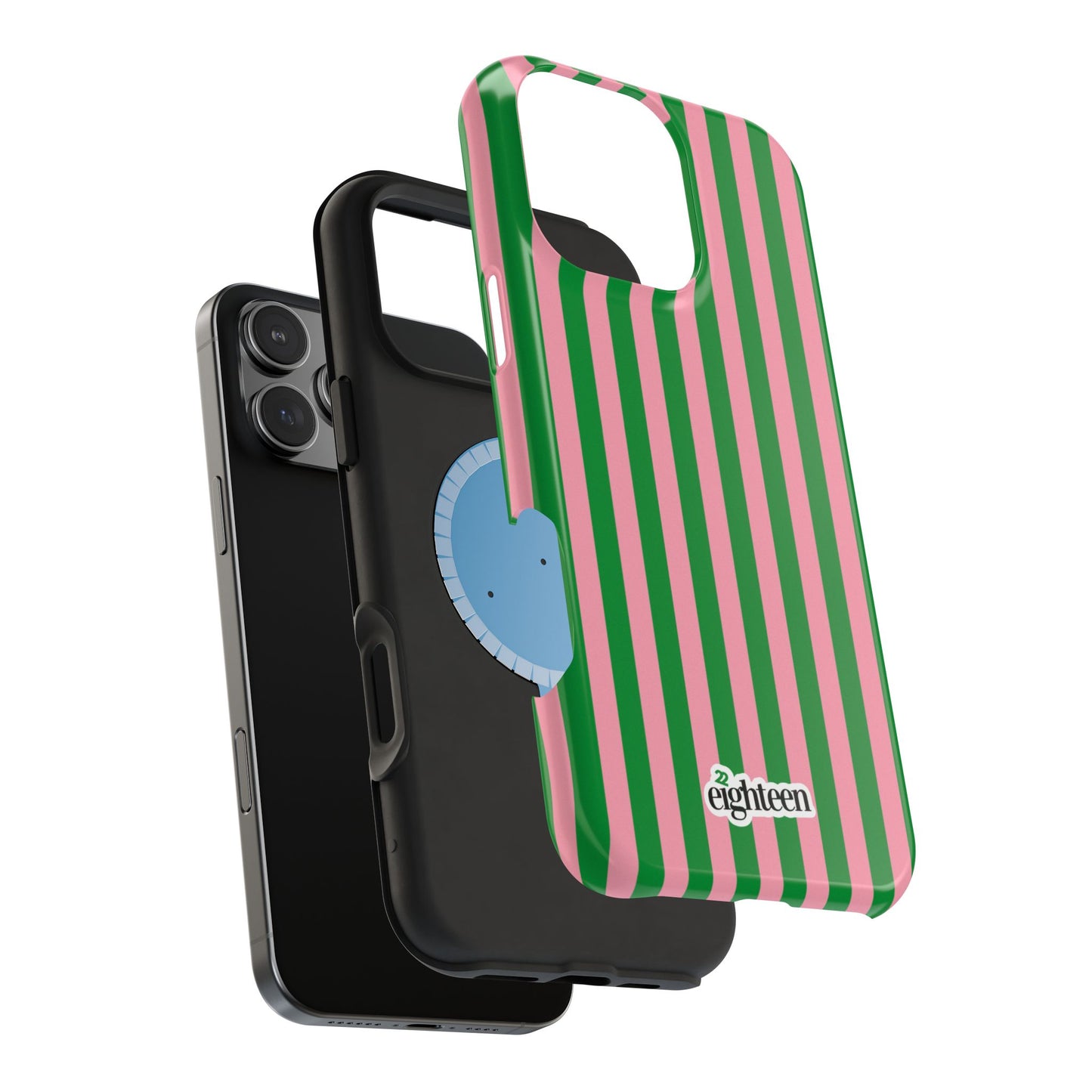 Pink Salmon & Apple Green Sorority Stripe MagSafe Tough Case
