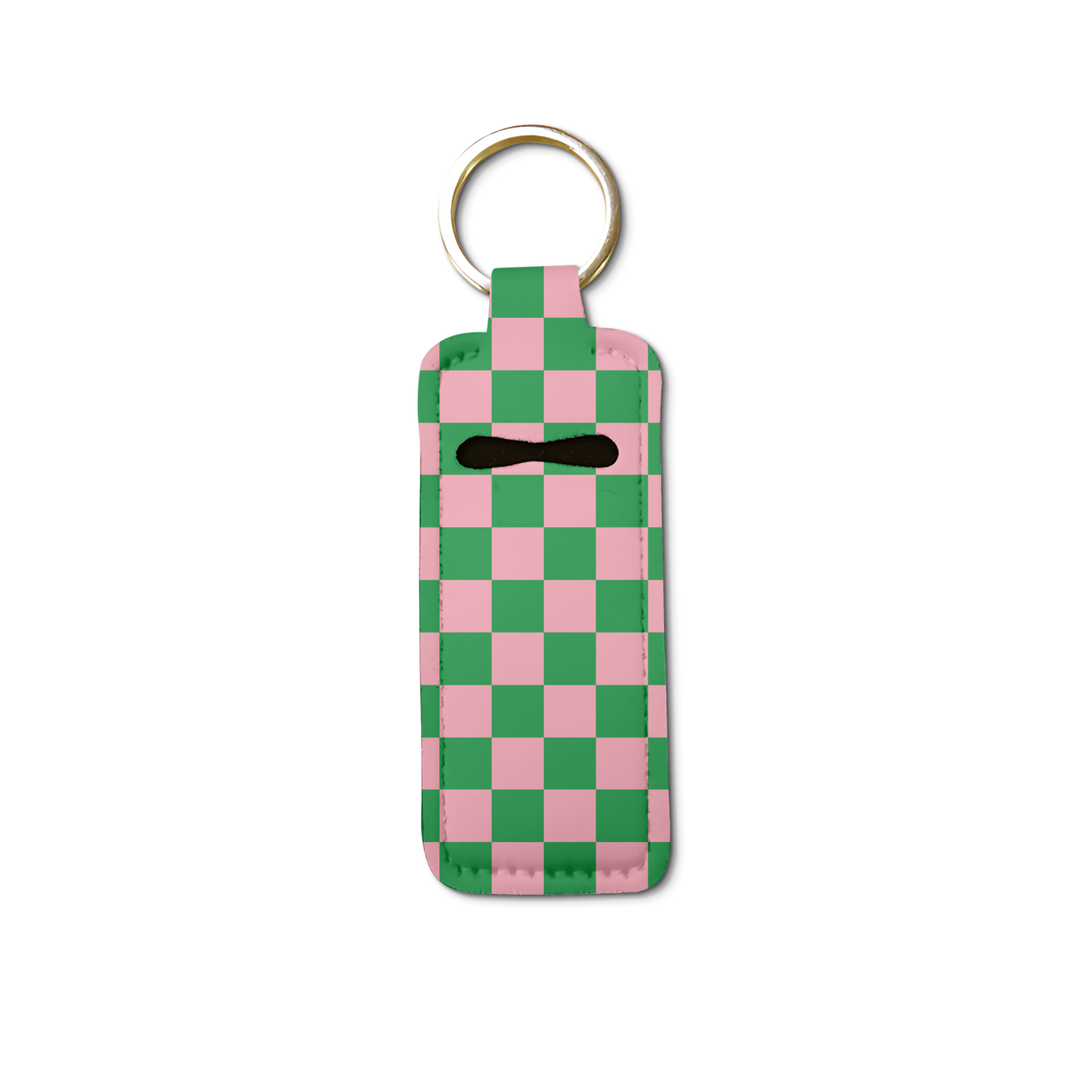 Black Sorority Checkered Lip Balm Pouch Keychain