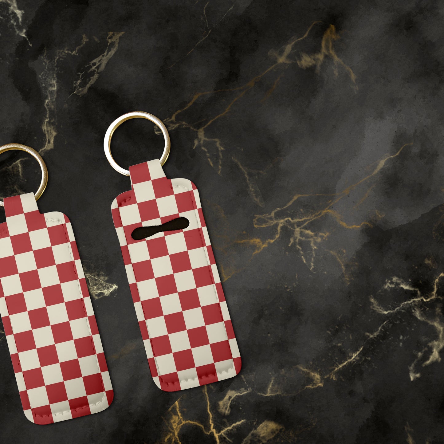 Black Sorority Checkered Lip Balm Pouch Keychain
