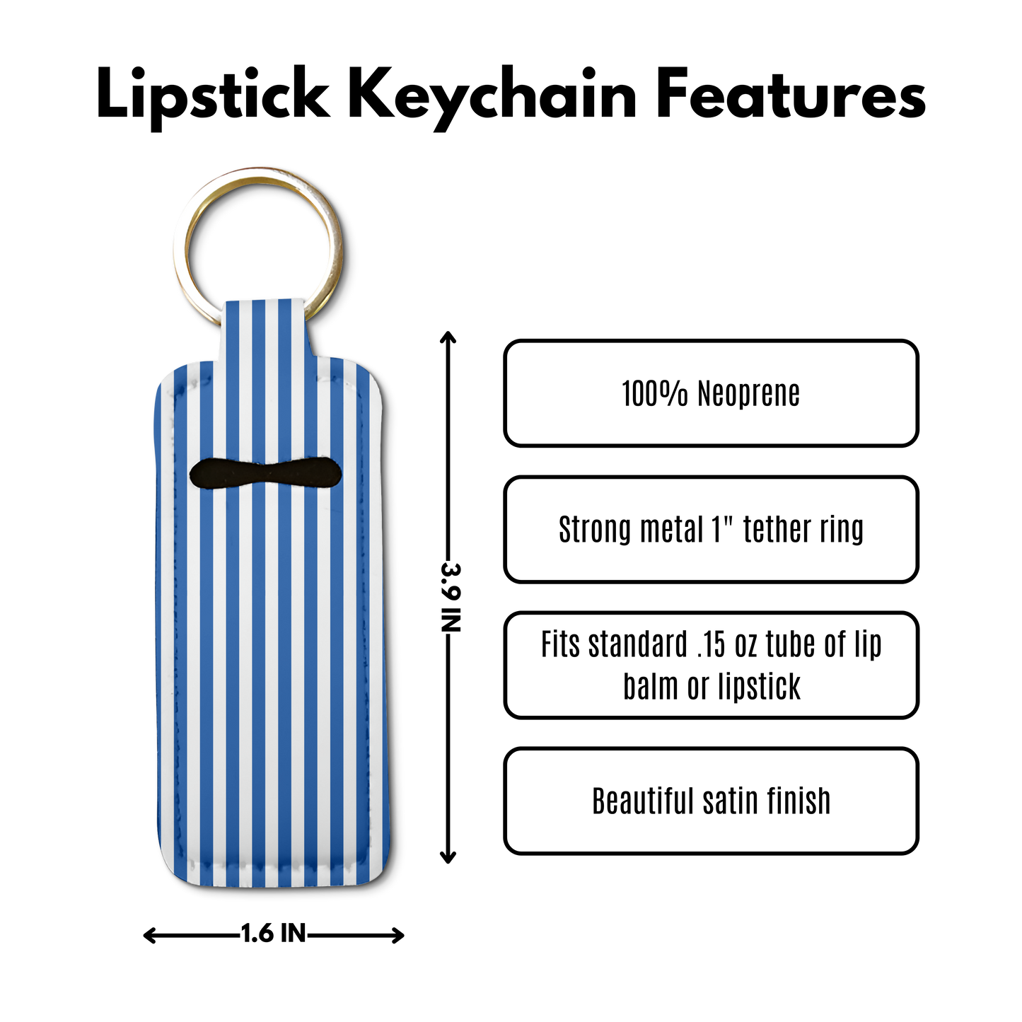 Stripe Lip Balm Pouch Keychain