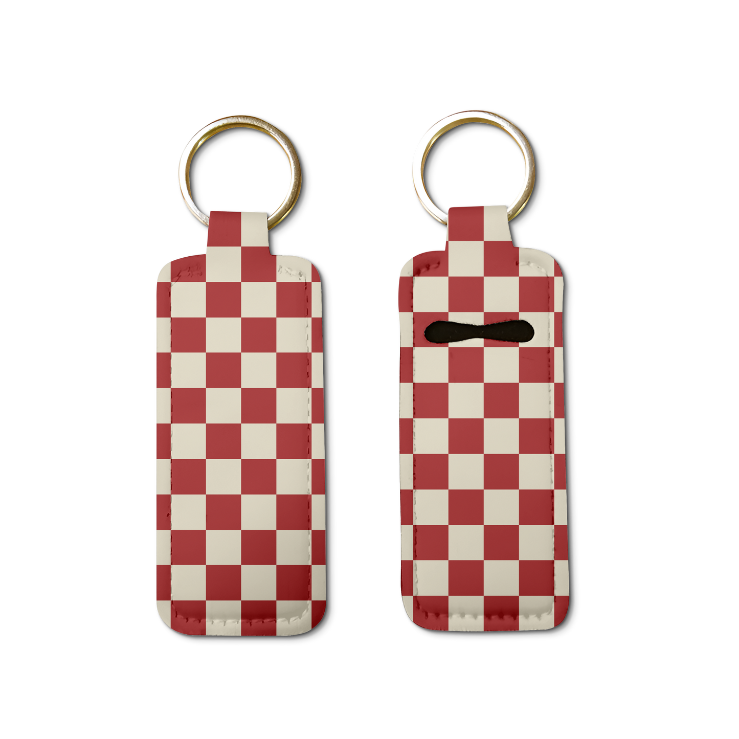 Black Sorority Checkered Lip Balm Pouch Keychain