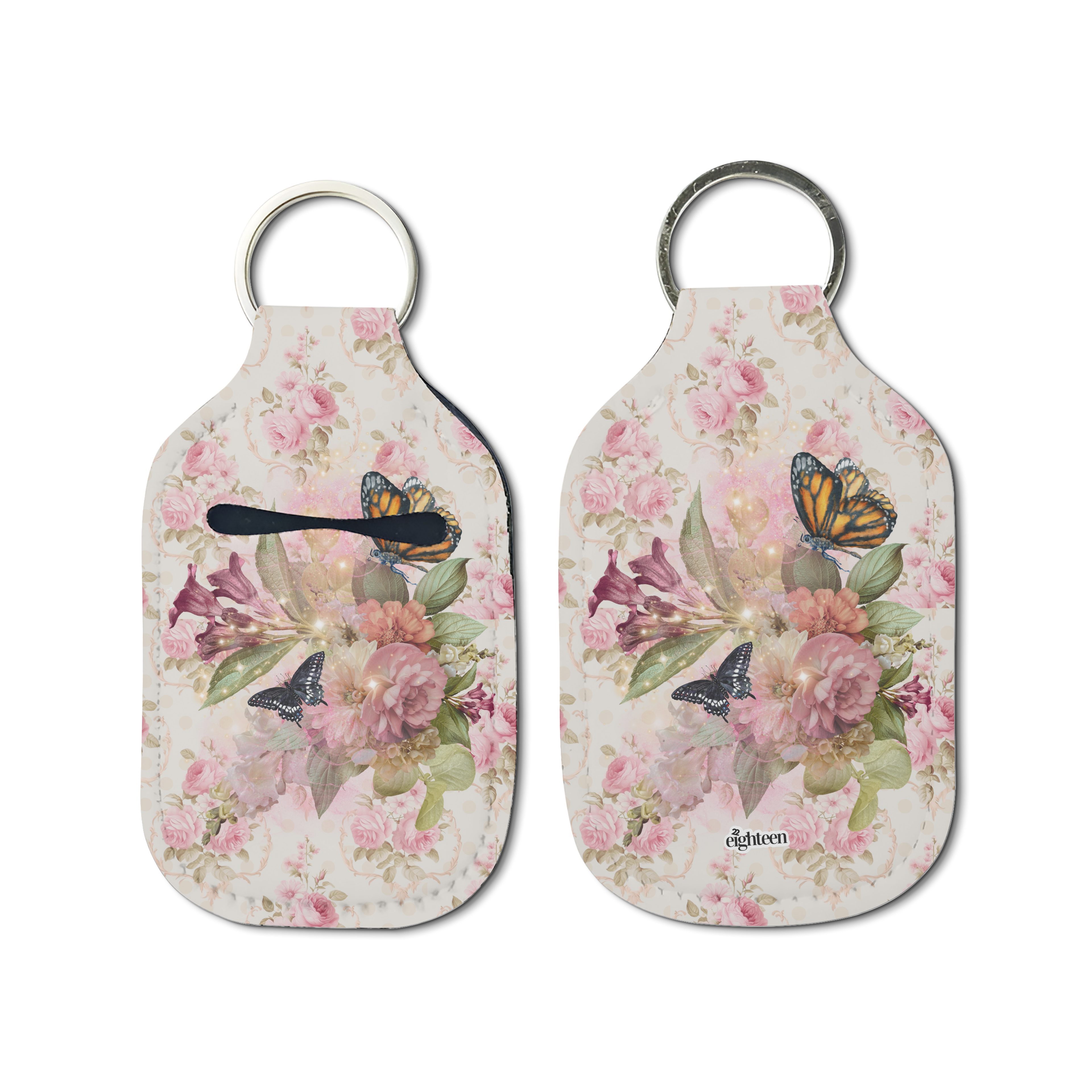 Vintage Bloom Hand Sanitizer Keychain