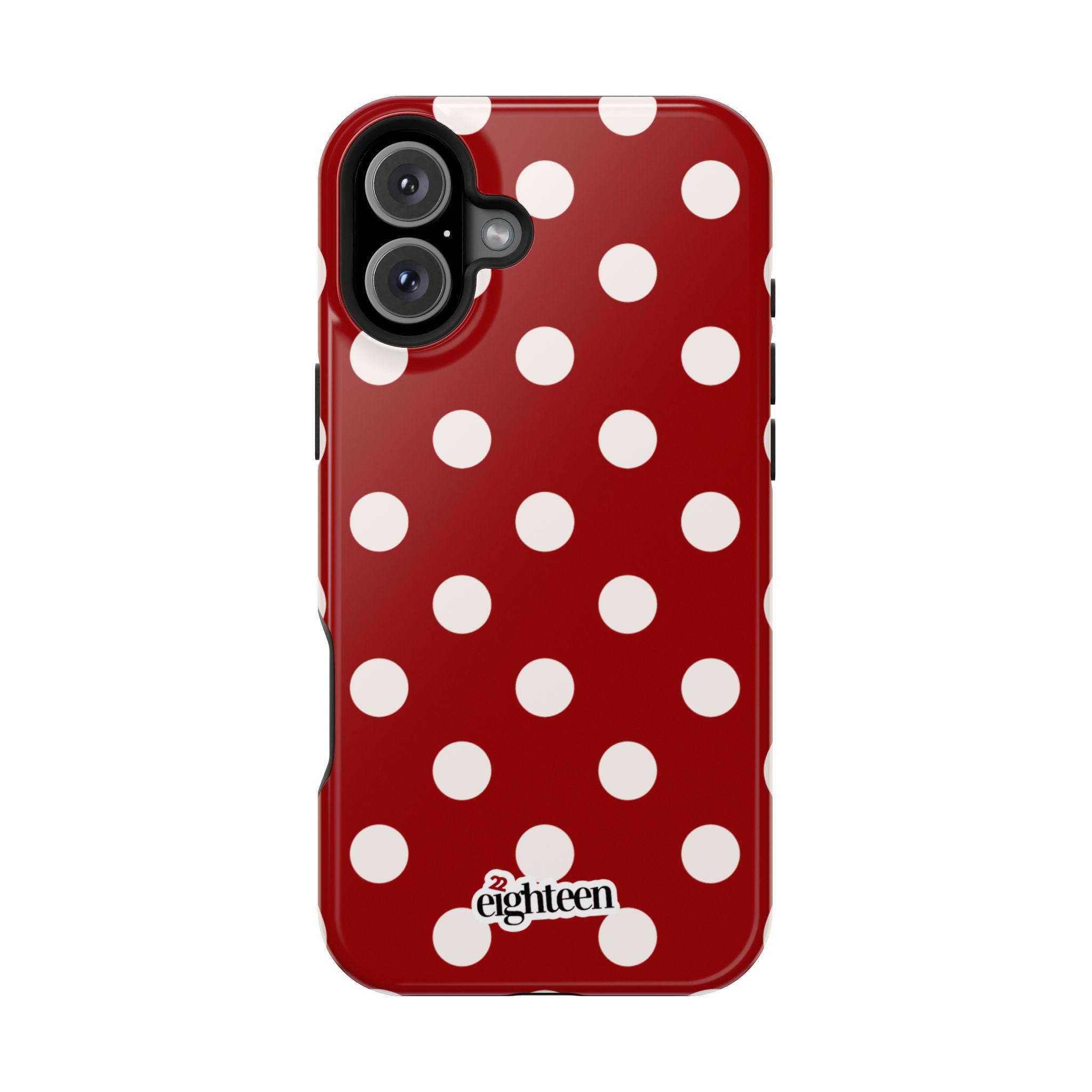 Crimson & Cream Polka Dot MagSafe Tough Case