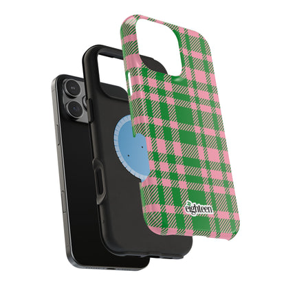 Pink Salmon & Apple Green Sorority Plaid MagSafe Tough Case