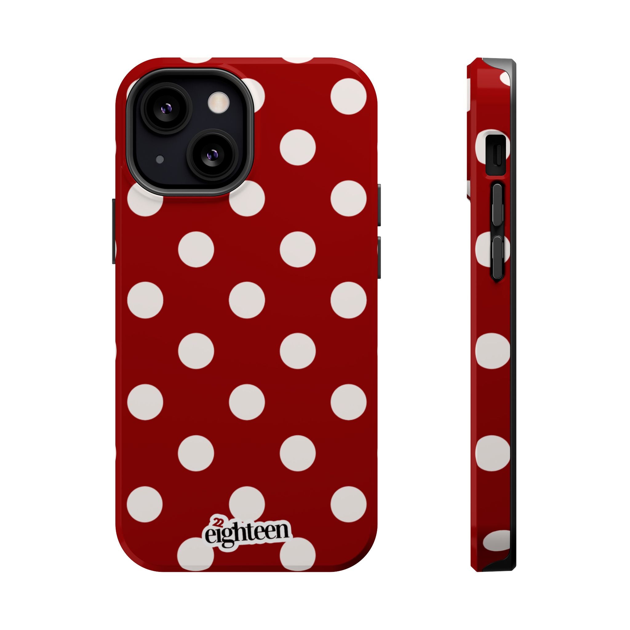 Crimson & Cream Polka Dot MagSafe Tough Case