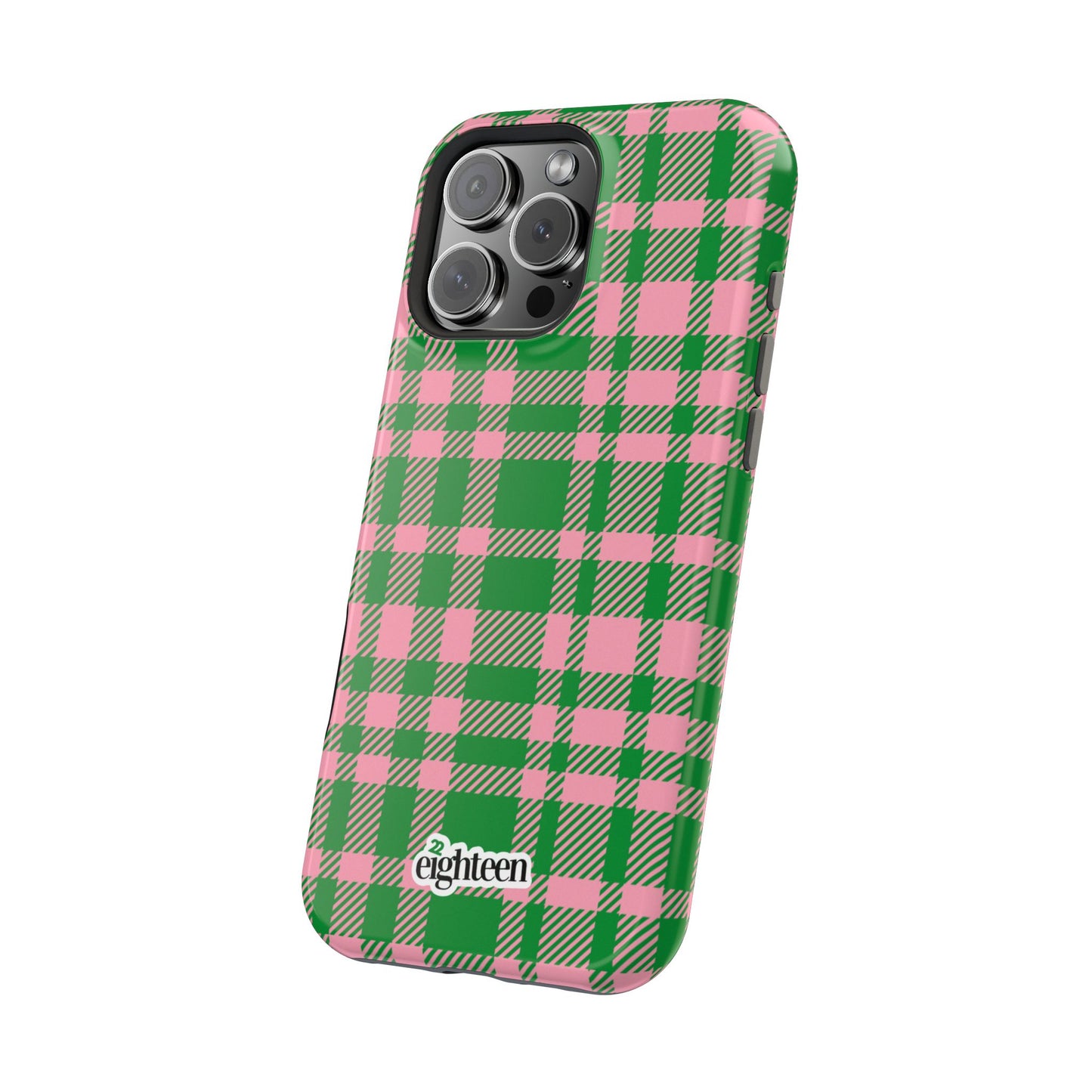 Pink Salmon & Apple Green Sorority Plaid MagSafe Tough Case