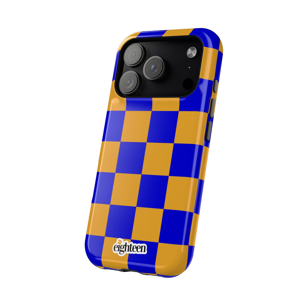 Royal Blue & Gold Check, Please! MagSafe Phone Case