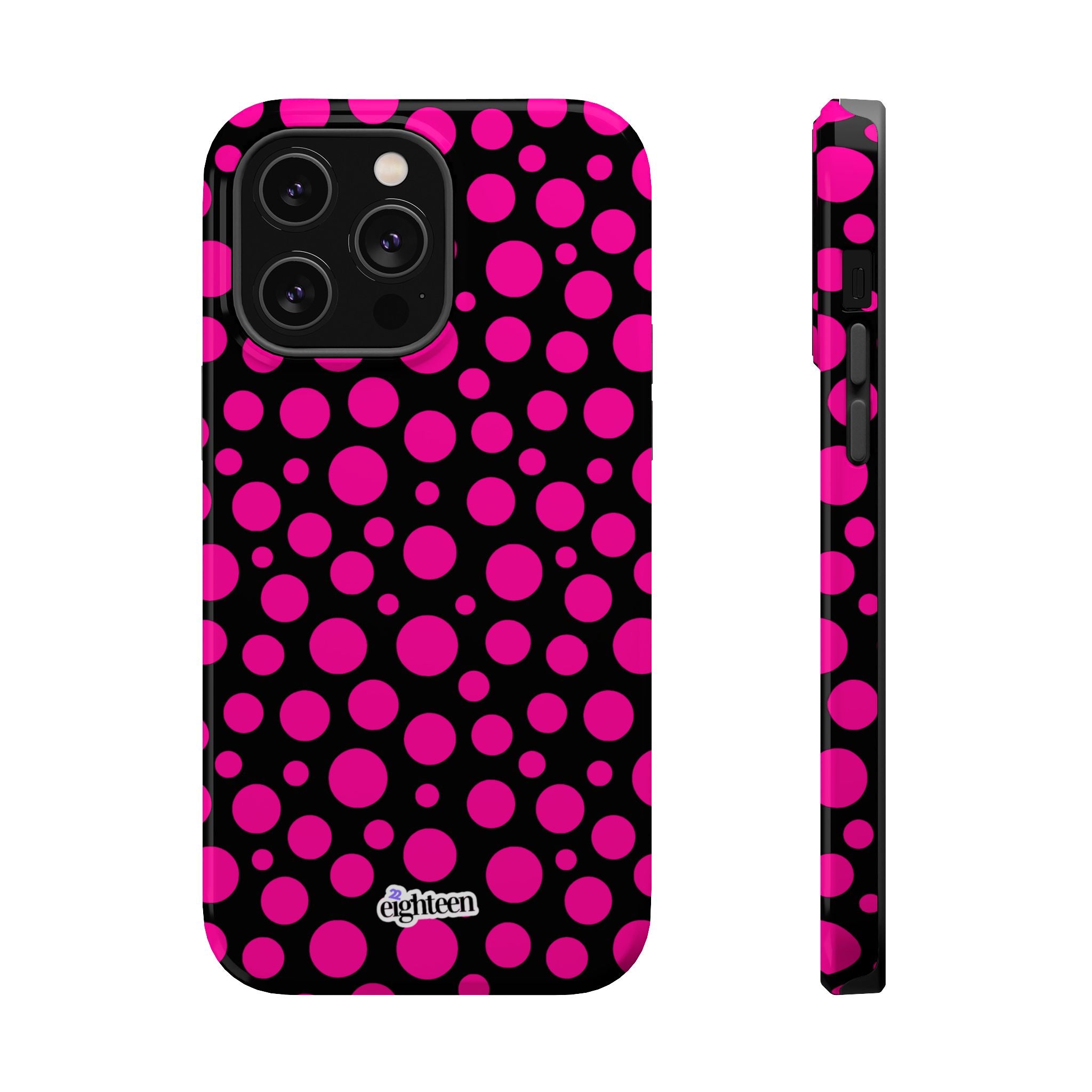 Black + Pink Poppy MagSafe Tough Case