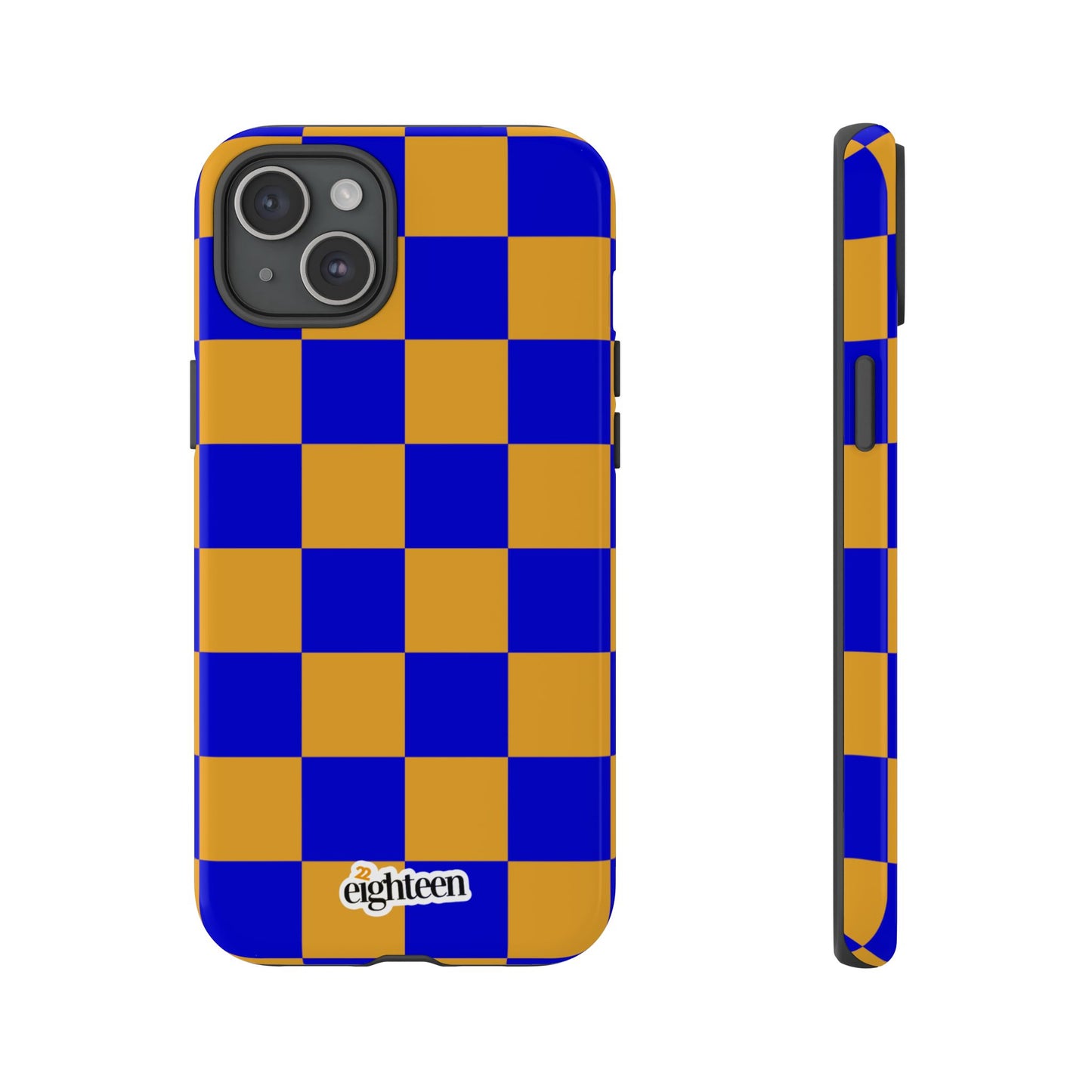 Royal Blue & Gold Checkered Tough Phone Case
