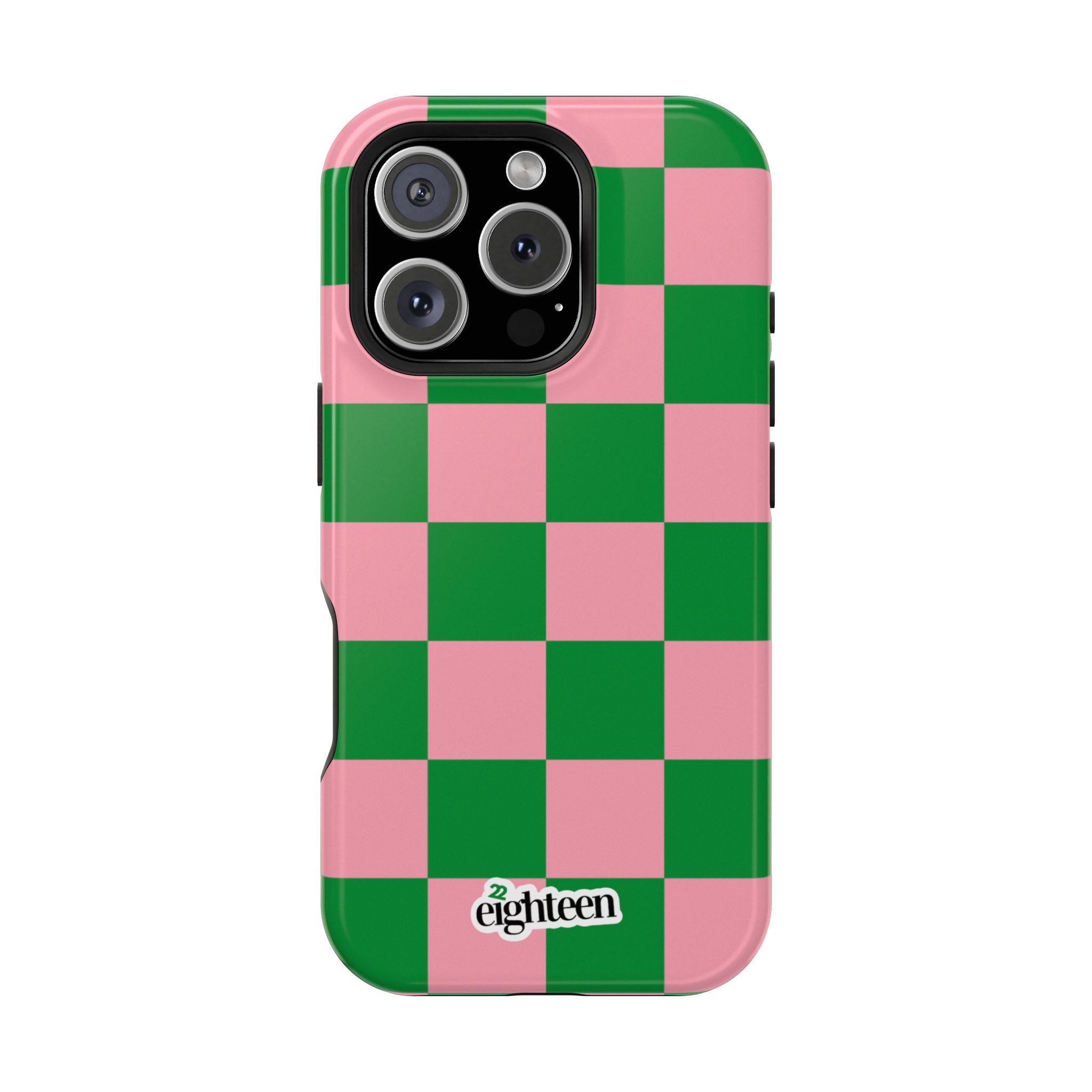Pink Salmon & Apple Green Sorority Checkered MagSafe Tough Case