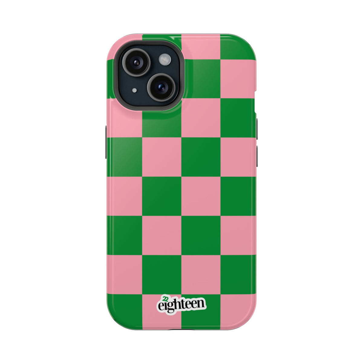 Pink Salmon & Apple Green Check, Please! MagSafe Phone Case