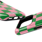 Pink Salmon & Apple Green Check, Please! MagSafe Phone Case